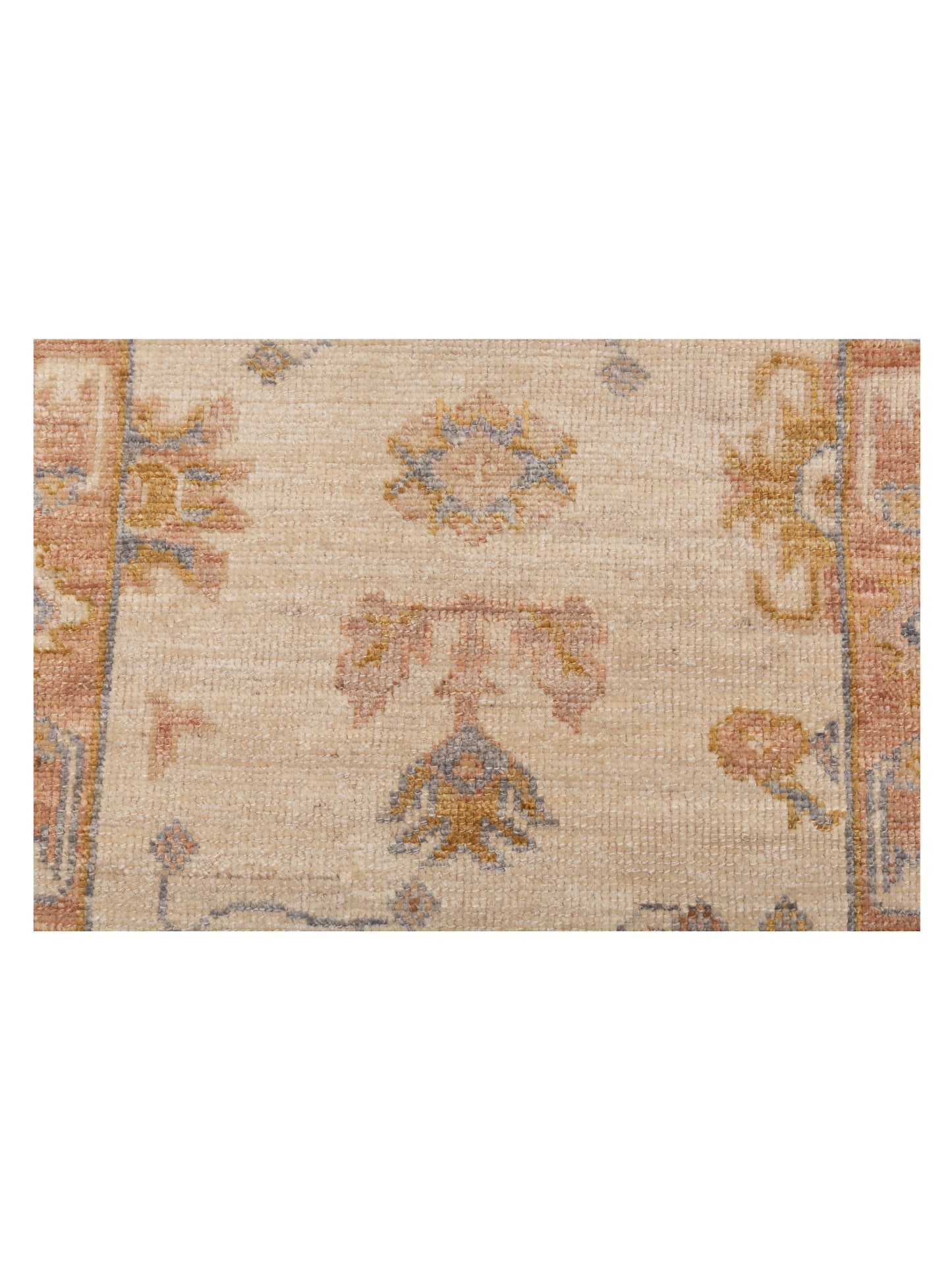 Angora Oushak 141192 Ivory Pink 2.9x10.6 Hand Knotted Rug