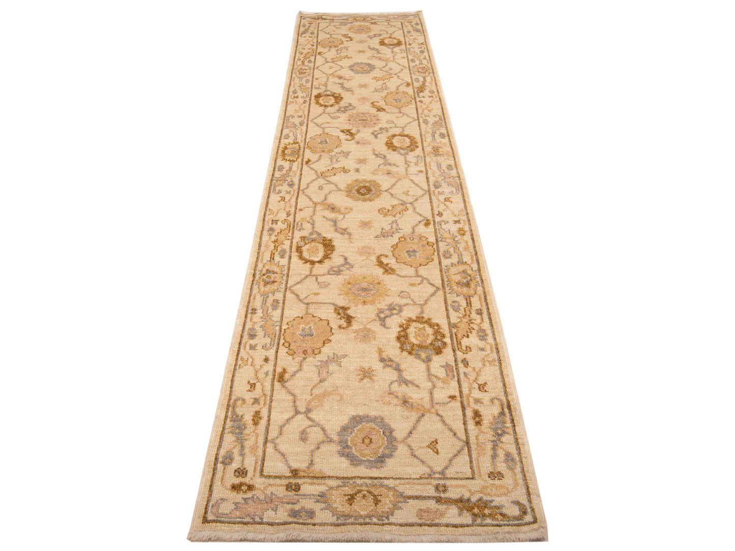 Angora Oushak 141220 Ivory Ivory 2.10x12.7 Hand Knotted Rug