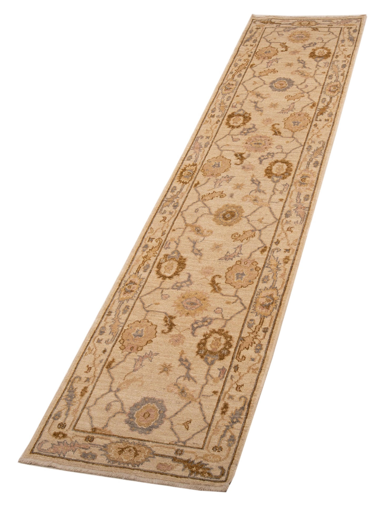 Angora Oushak 141220 Ivory Ivory 2.10x12.7 Hand Knotted Rug
