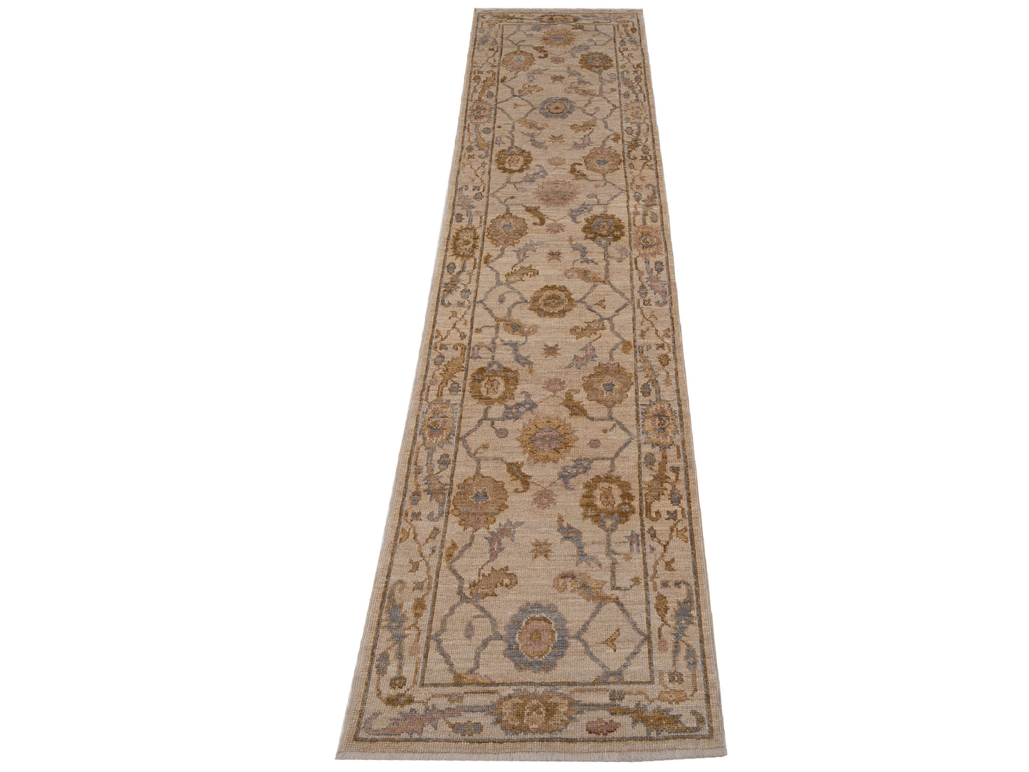 Angora Oushak 141227 Ivory Ivory 2.9x11.7 Hand Knotted Rug