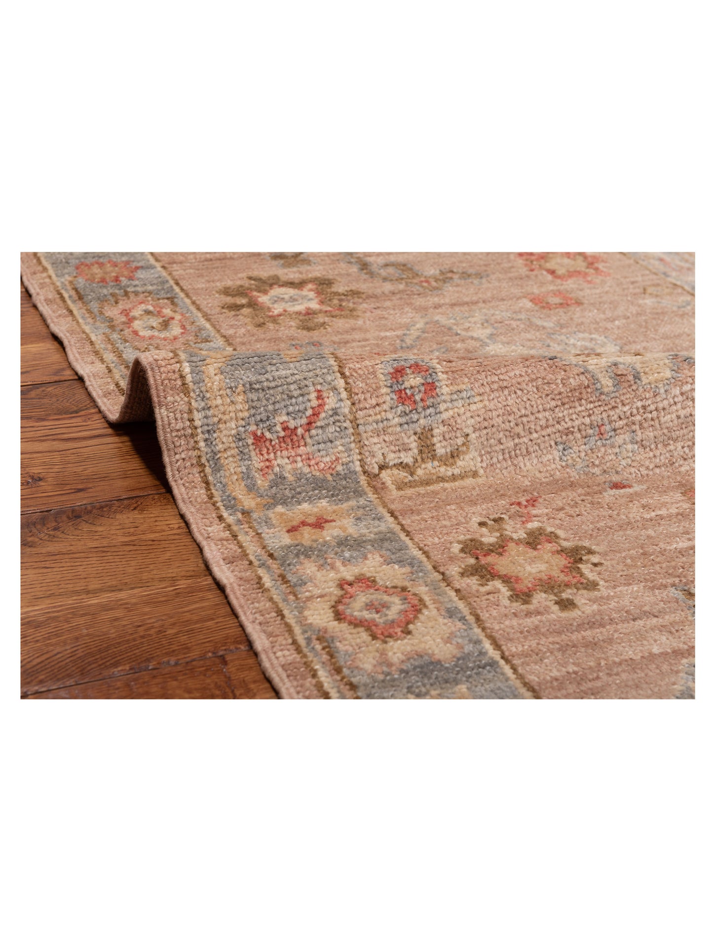 Angora Oushak 141246 Pink Blue Gray 2.9x8 Hand Knotted Rug