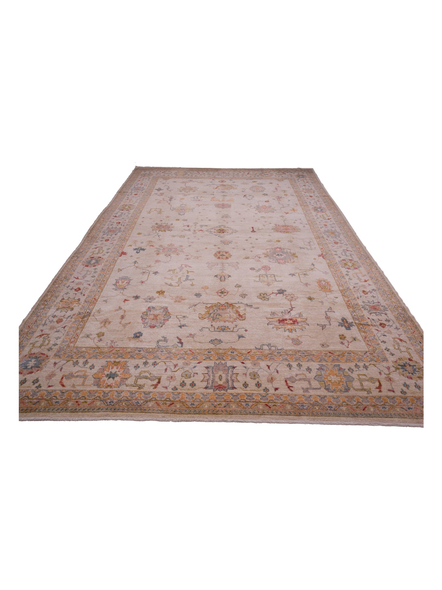 Angora Oushak 141283 Ivory Ivory 12.5x18.1 Hand Knotted Rug