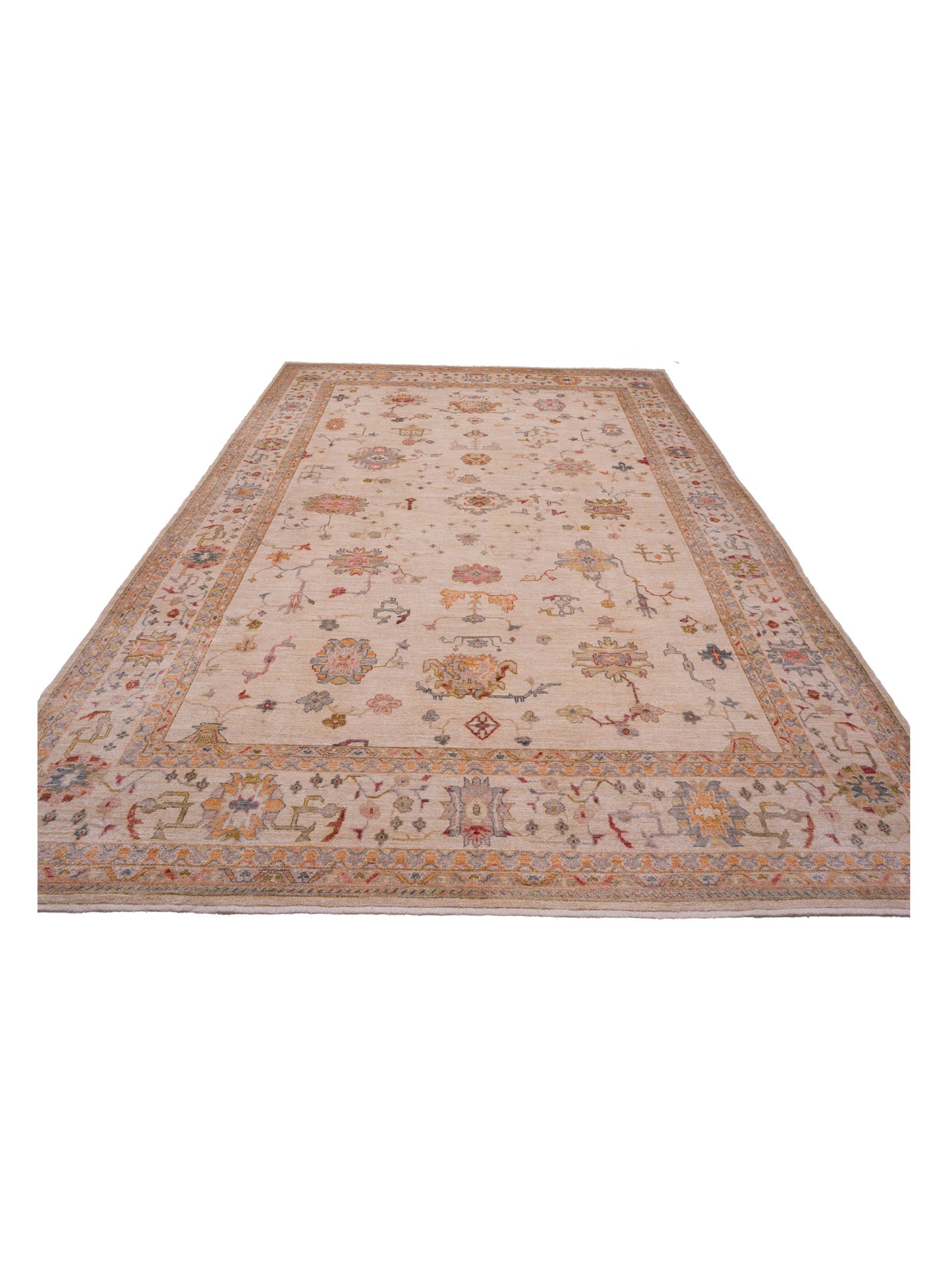Angora Oushak 141283 Ivory Ivory 12.5x18.1 Hand Knotted Rug