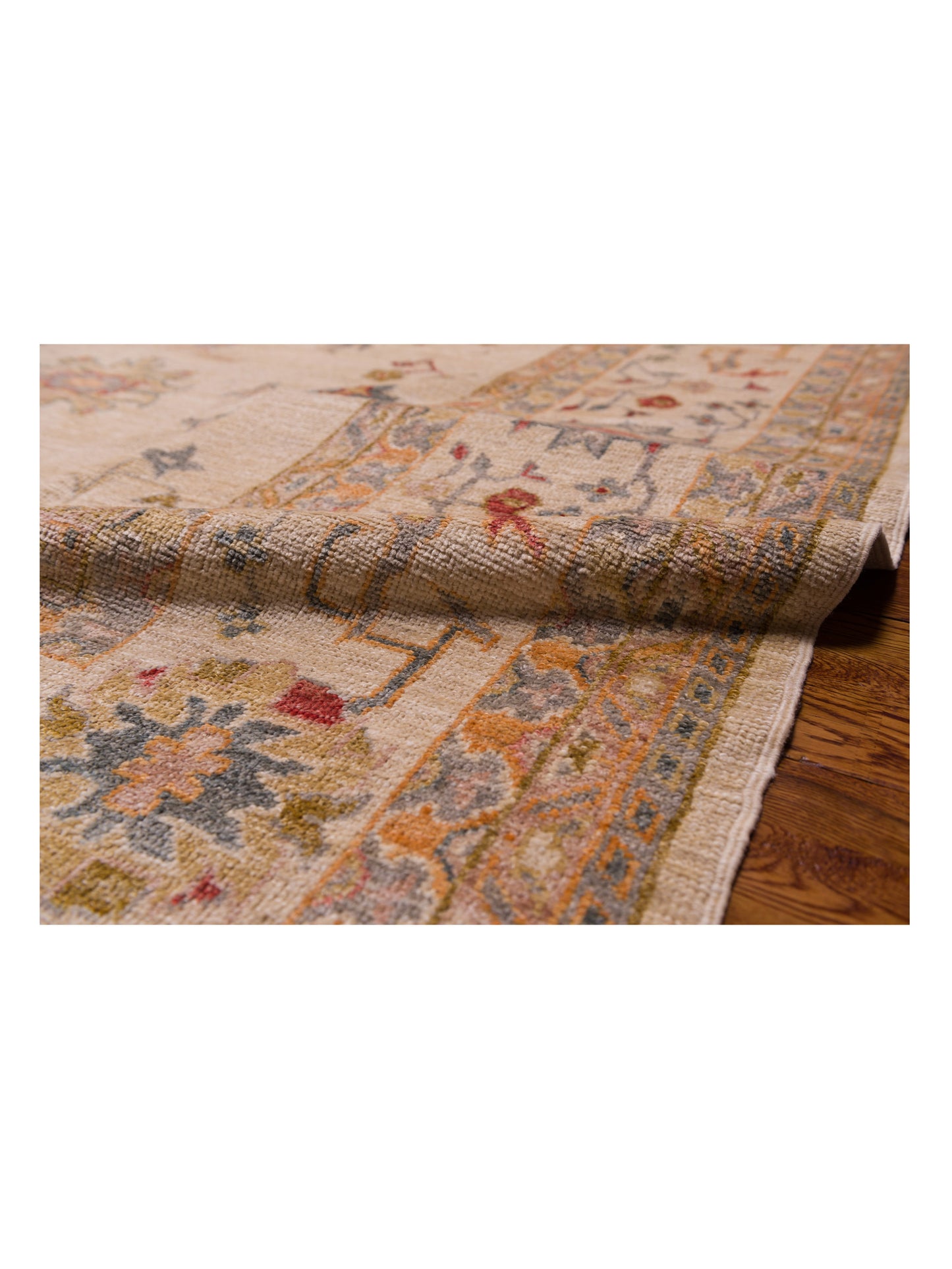 Angora Oushak 141283 Ivory Ivory 12.5x18.1 Hand Knotted Rug