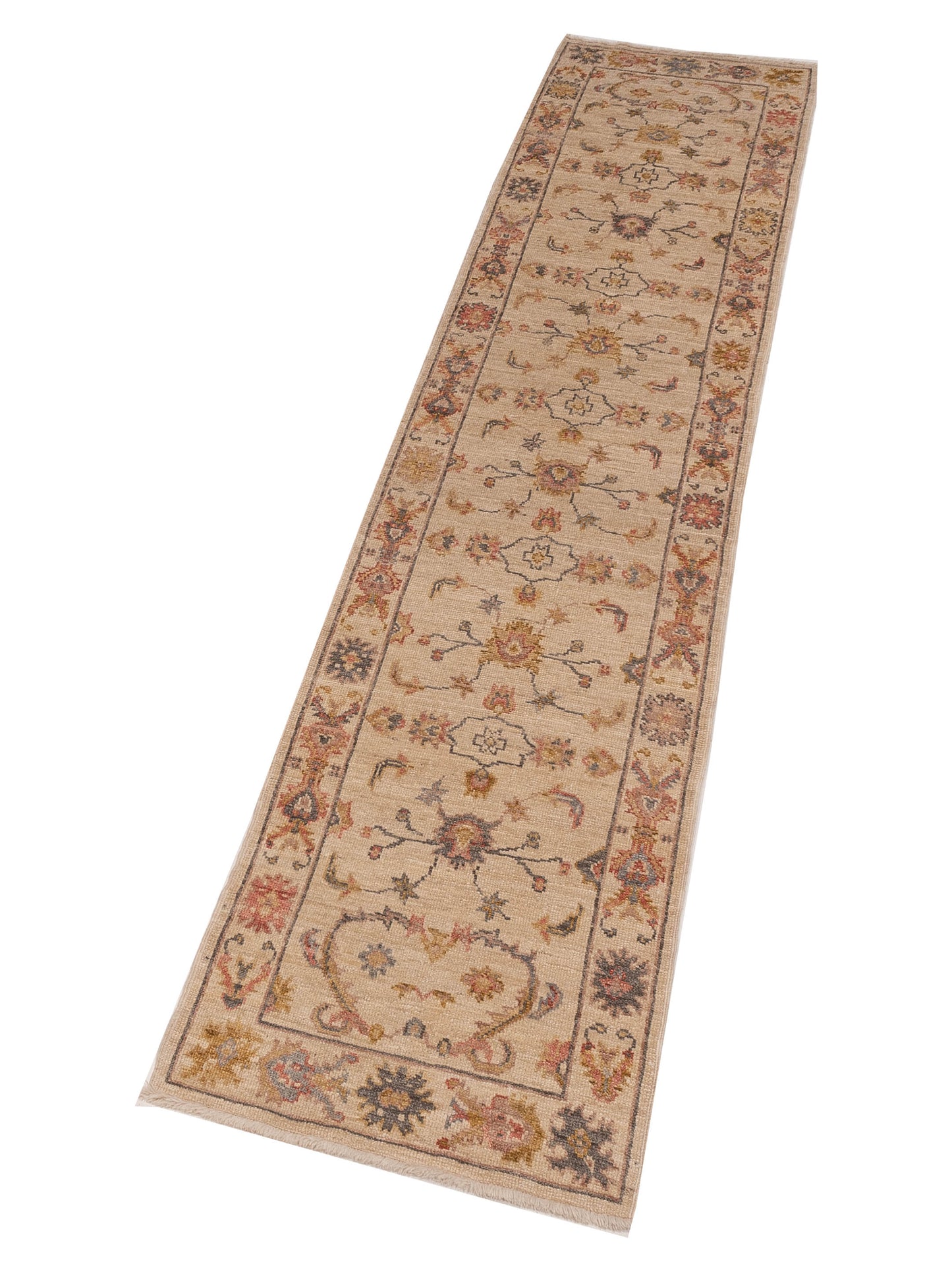 Angora Oushak 141288 Ivory Ivory 2.9x13 Hand Knotted Rug