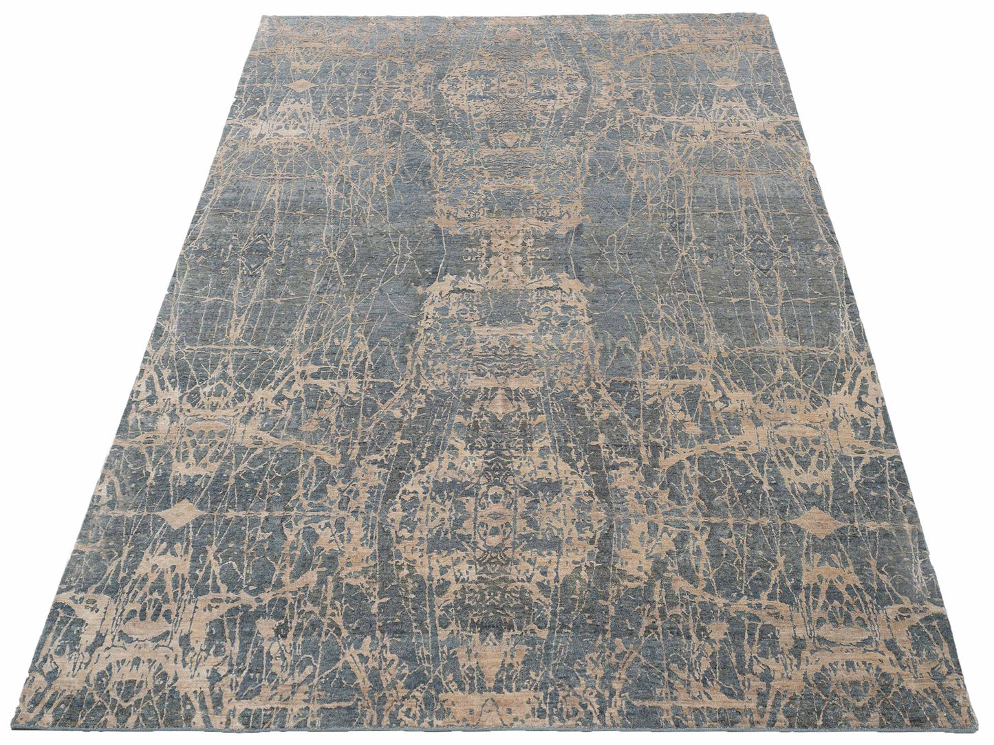 Dazzling 142716 Blue 7.9x9.9 Hand Knotted Rug