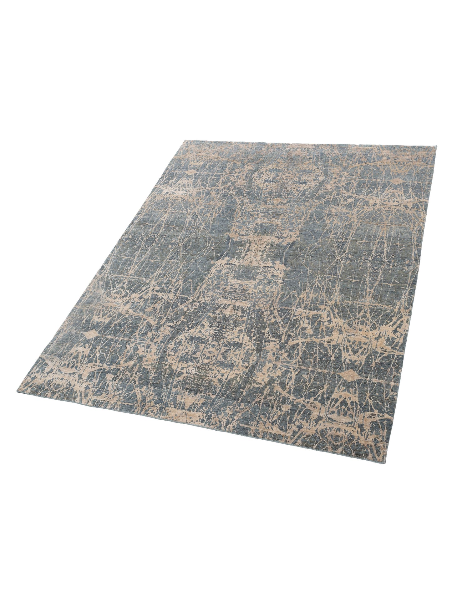 Dazzling 142716 Blue 7.9x9.9 Hand Knotted Rug