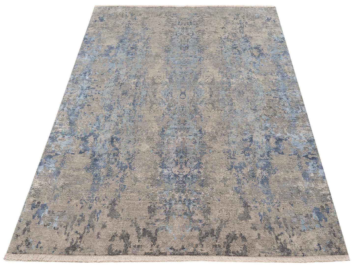 Dazzling 142721 Silver Gray 8.1x9.11 Hand Knotted Rug