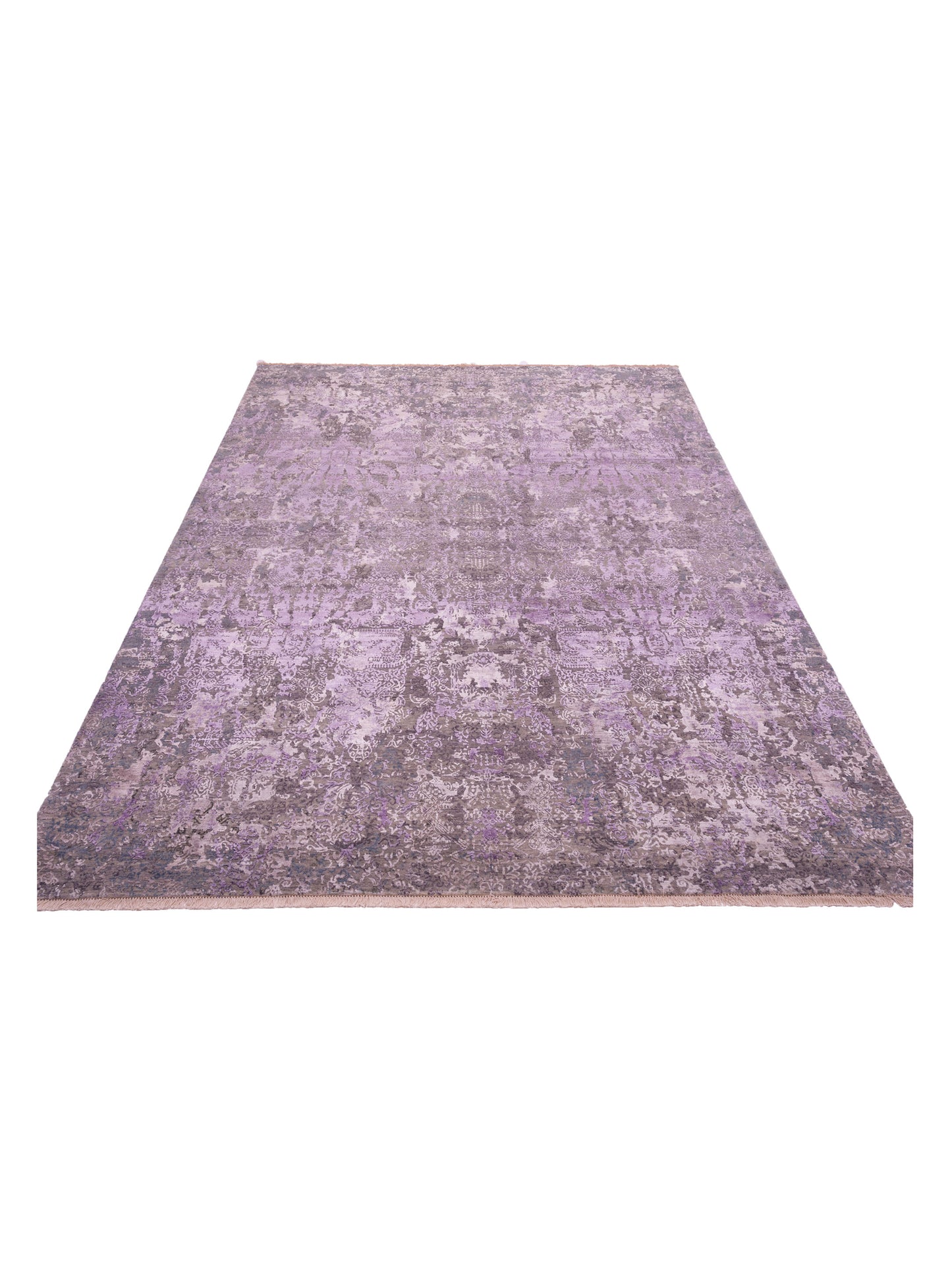 Dazzling 142724 Gray Purple 9.1x12.2 Hand Knotted Rug