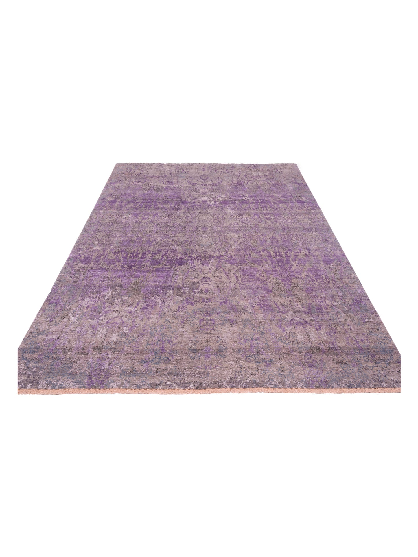 Dazzling 142724 Gray Purple 9.1x12.2 Hand Knotted Rug