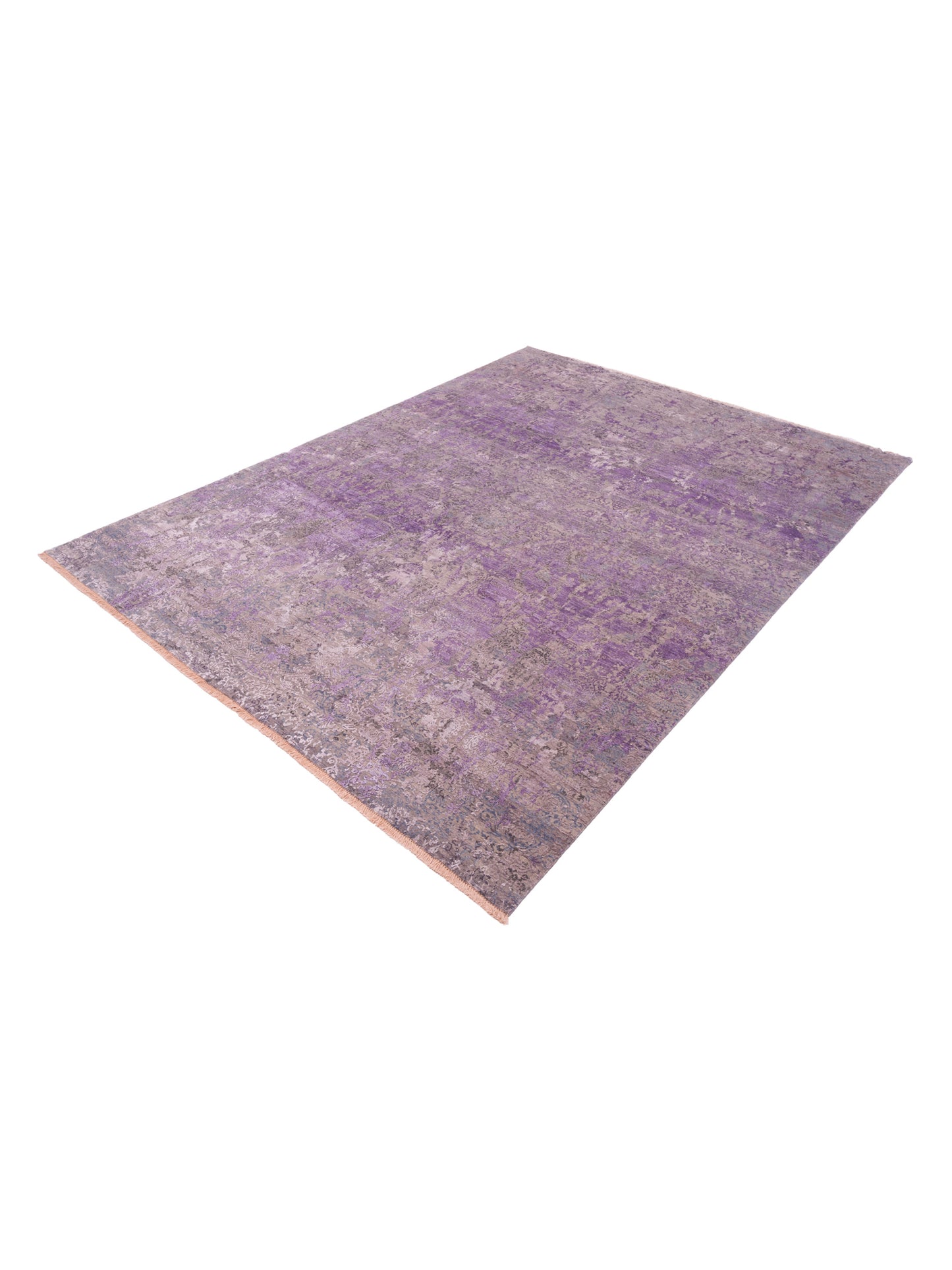 Dazzling 142724 Gray Purple 9.1x12.2 Hand Knotted Rug