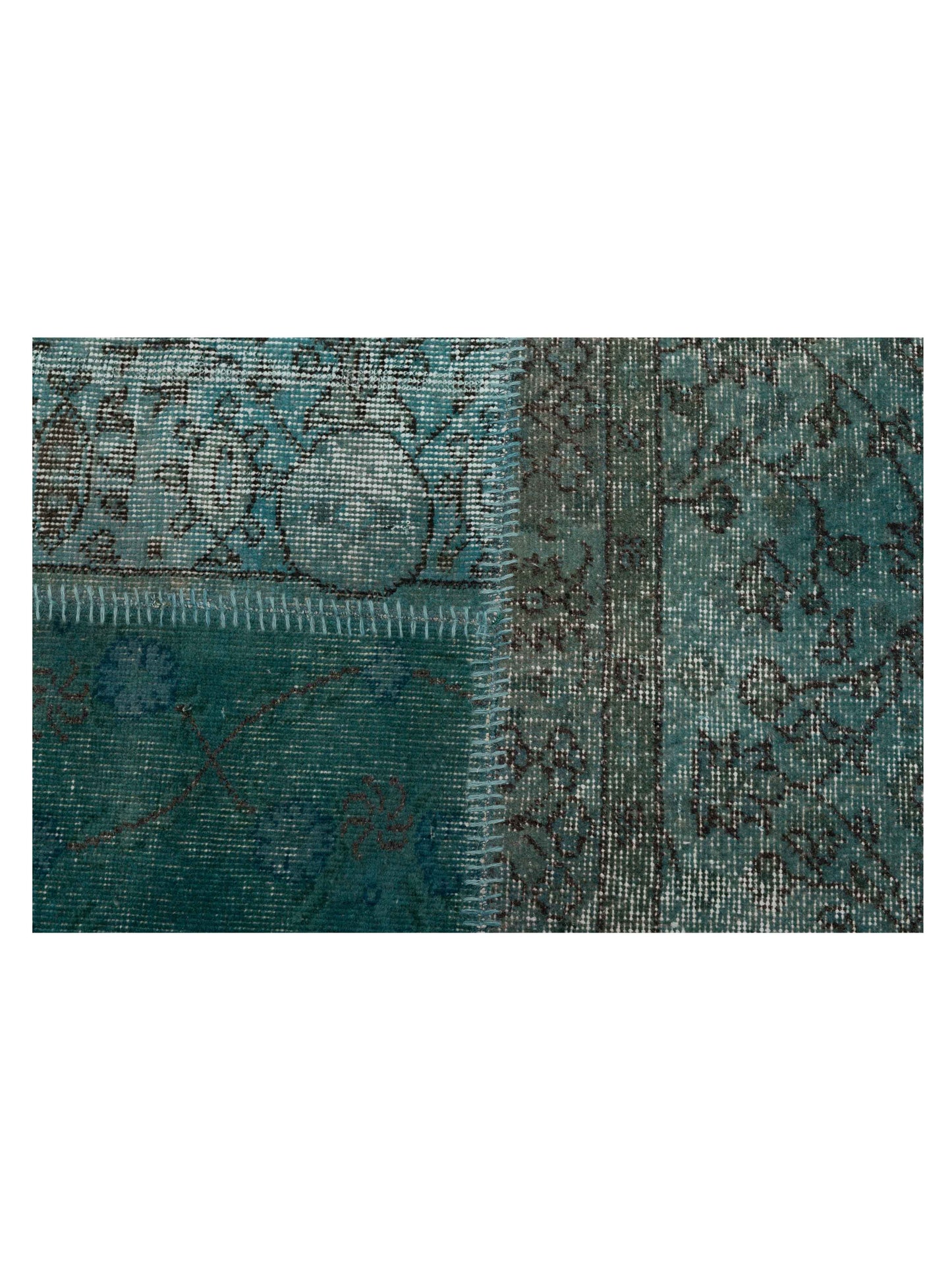 Turkish Vestige Patchwork 142751 Turquoise 8.3x9.11 Hand Knotted Rug