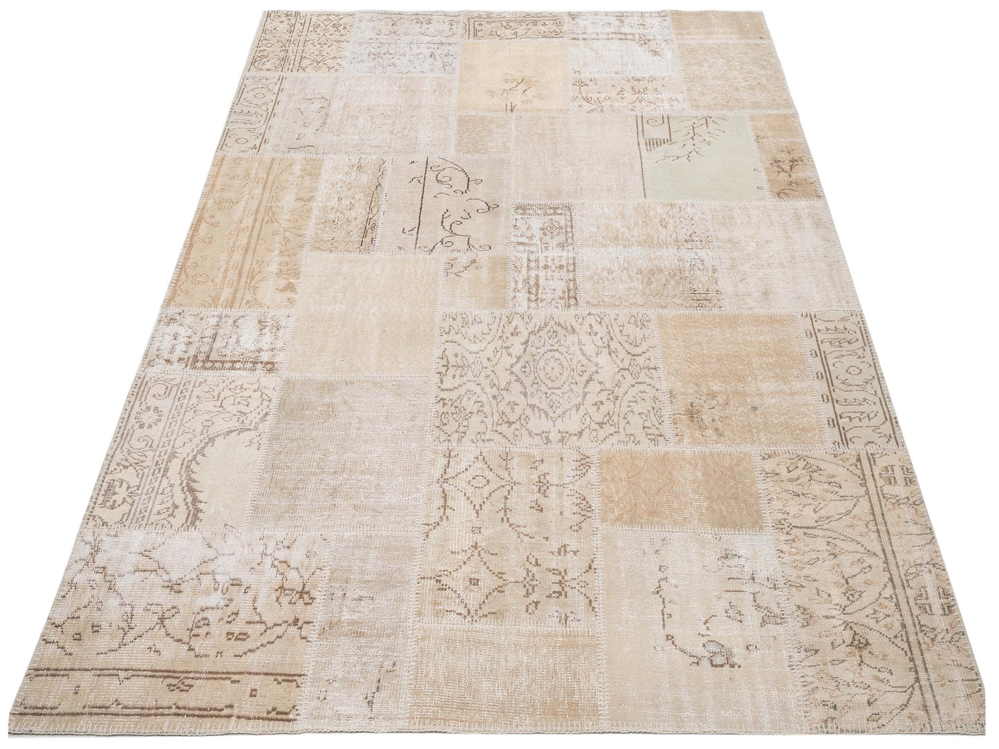Turkish Vestige Patchwork 142758 Natural 8.1x9.10 Hand Knotted Rug