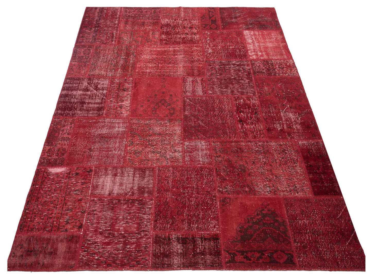 Turkish Vestige Patchwork 142760 Red 8.3x9.10 Hand Knotted Rug