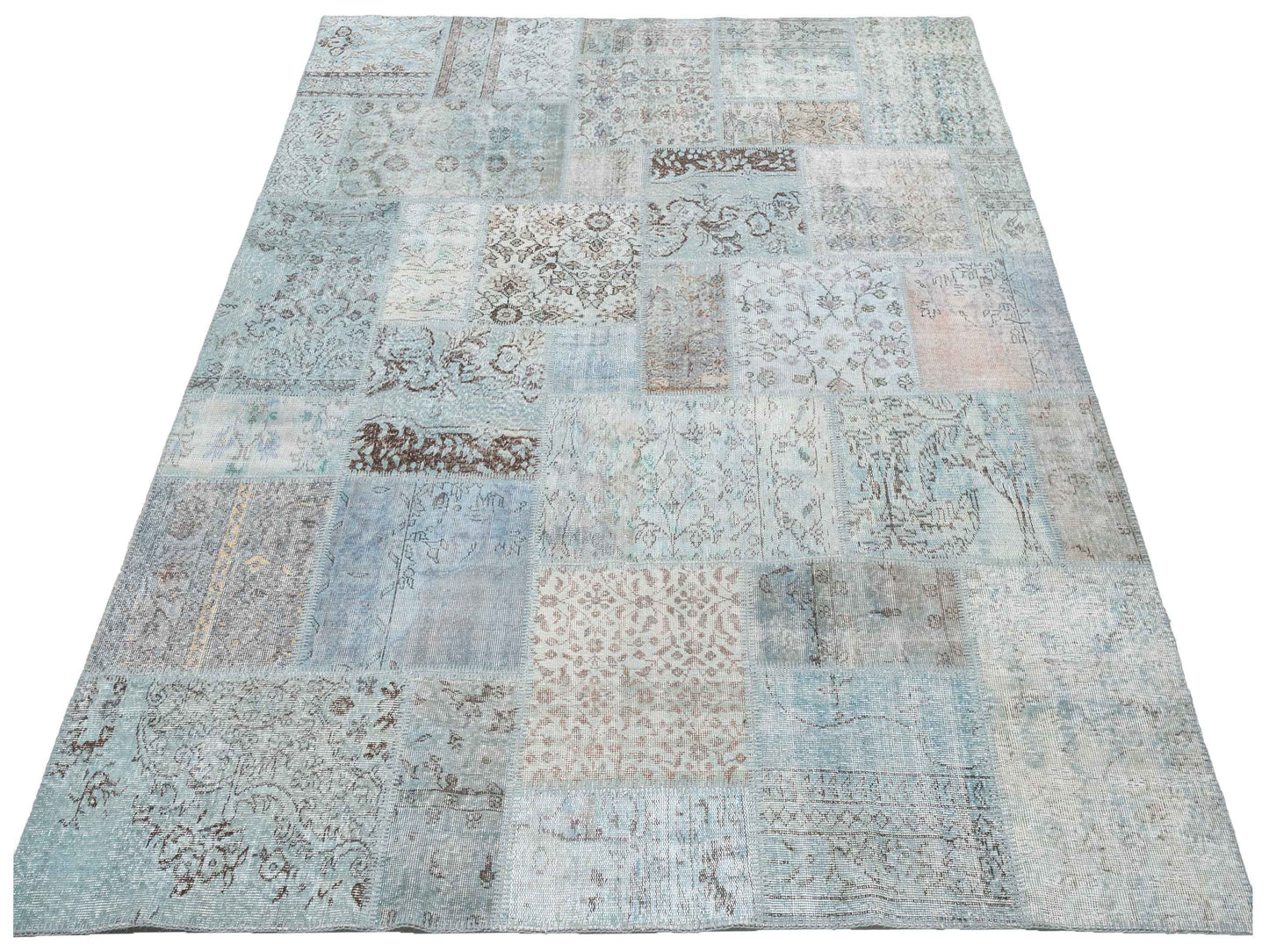 Turkish Vestige Patchwork 142771 Blue 8.2x9.11 Hand Knotted Rug