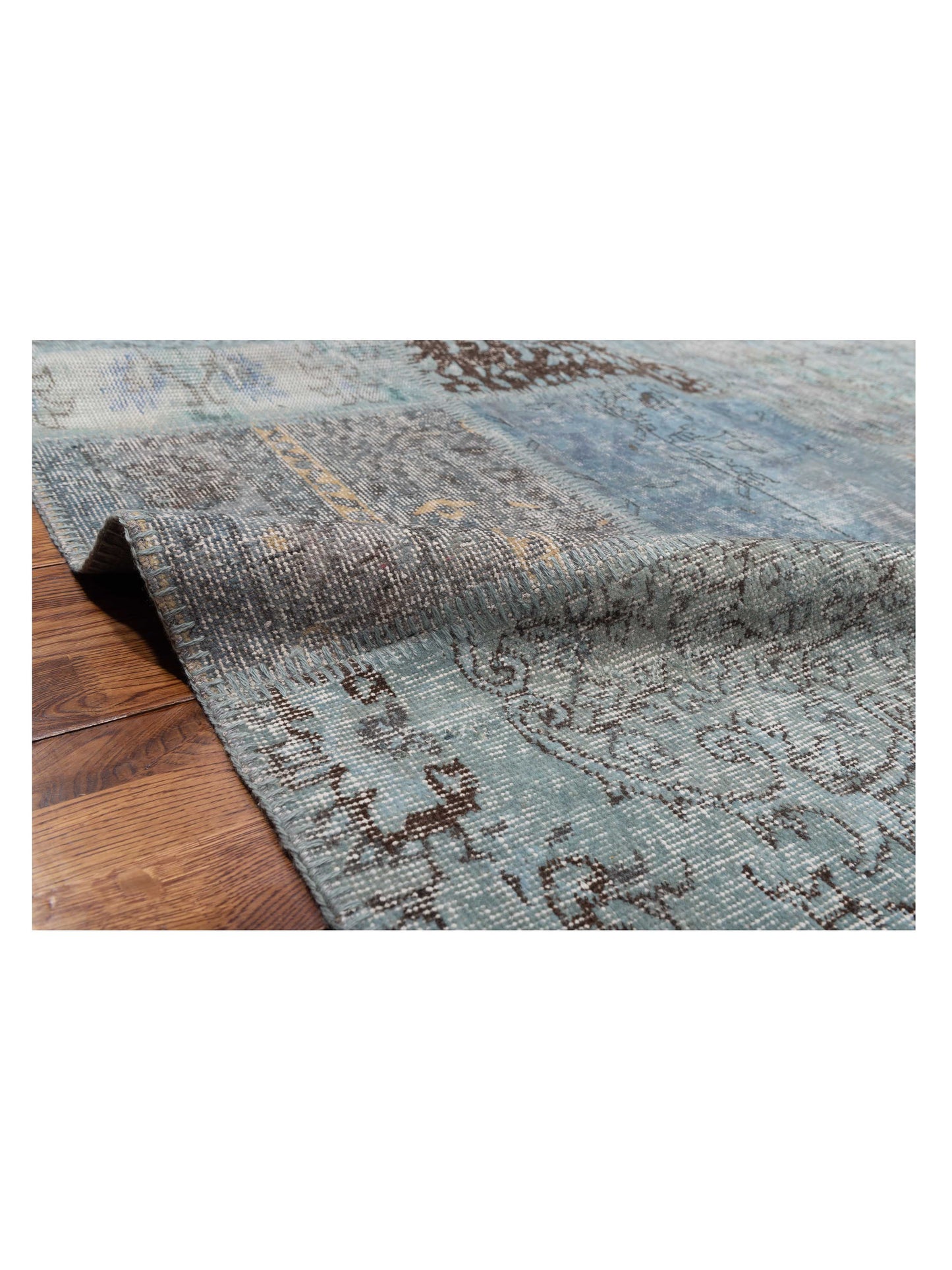 Turkish Vestige Patchwork 142771 Blue 8.2x9.11 Hand Knotted Rug