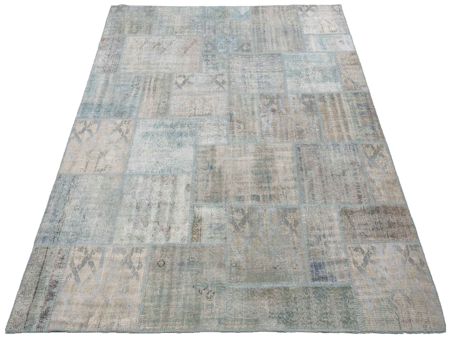 Turkish Vestige Patchwork 142775 Blue 8.3x9.10 Hand Knotted Rug