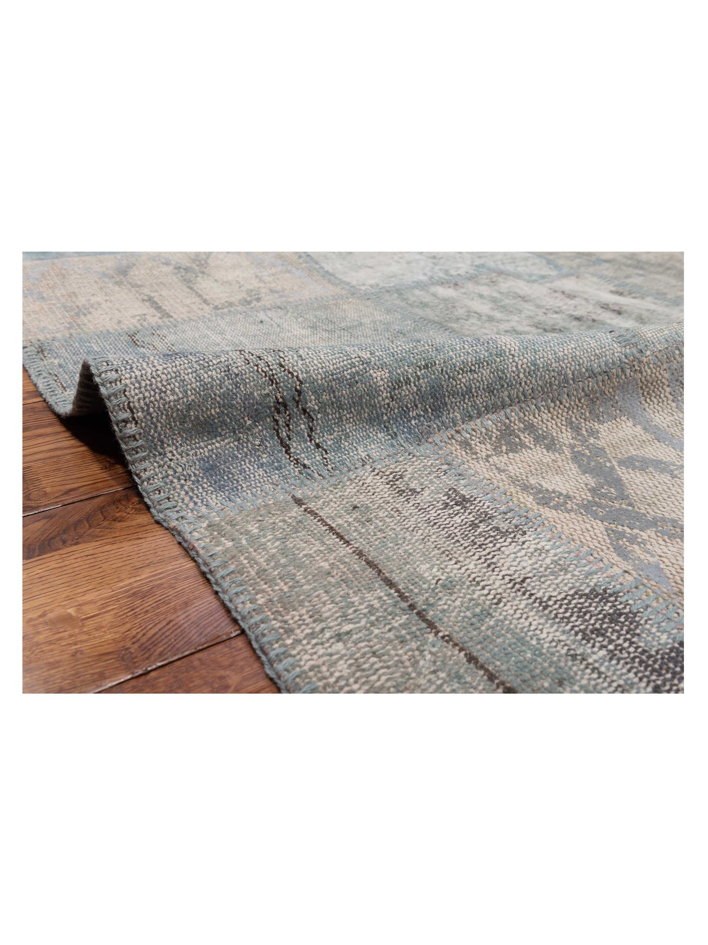 Turkish Vestige Patchwork 142775 Blue 8.3x9.10 Hand Knotted Rug