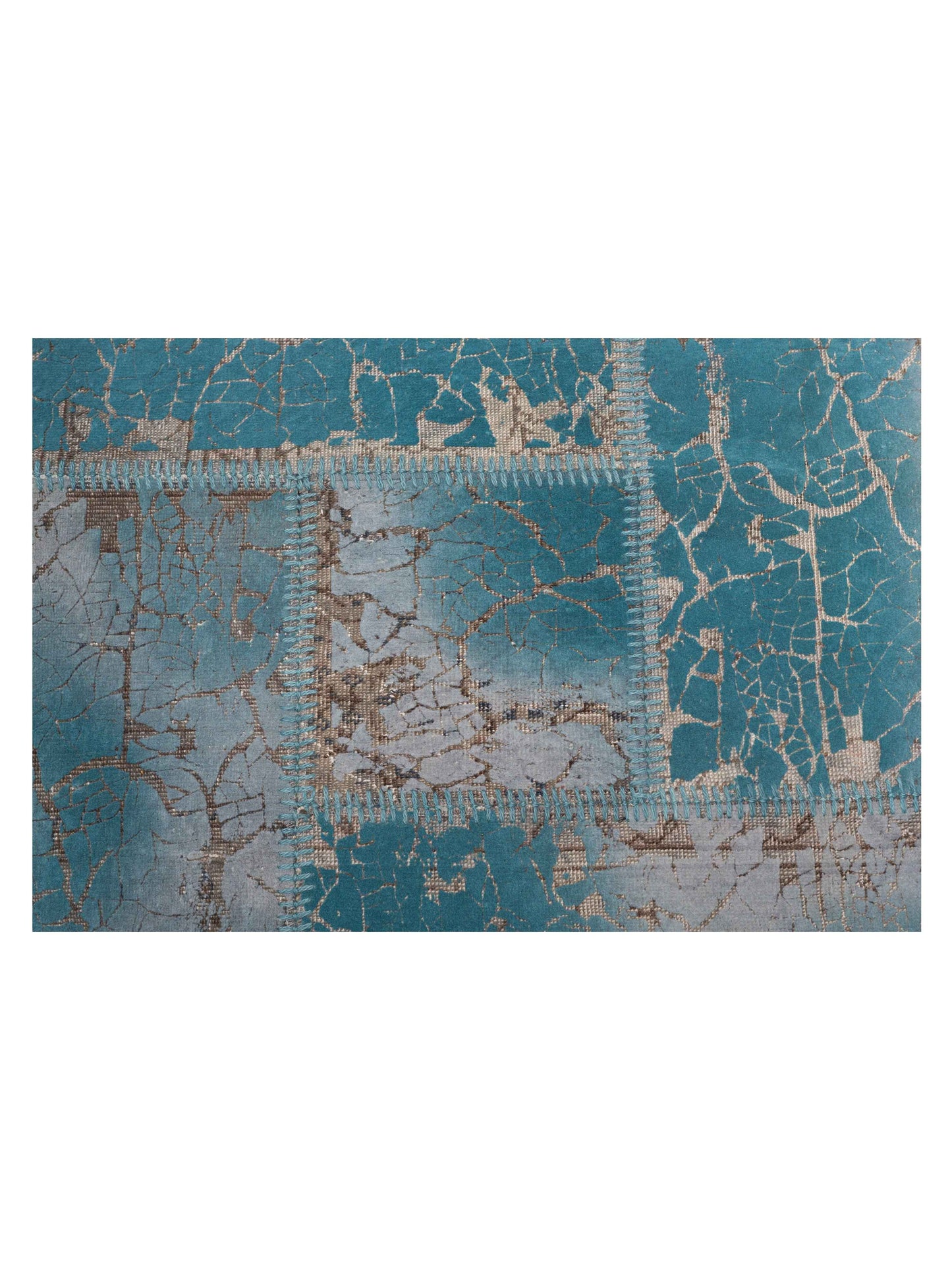 Turkish Vestige Patchwork 142776 Turquoise 8.3x9.10 Hand Knotted Rug