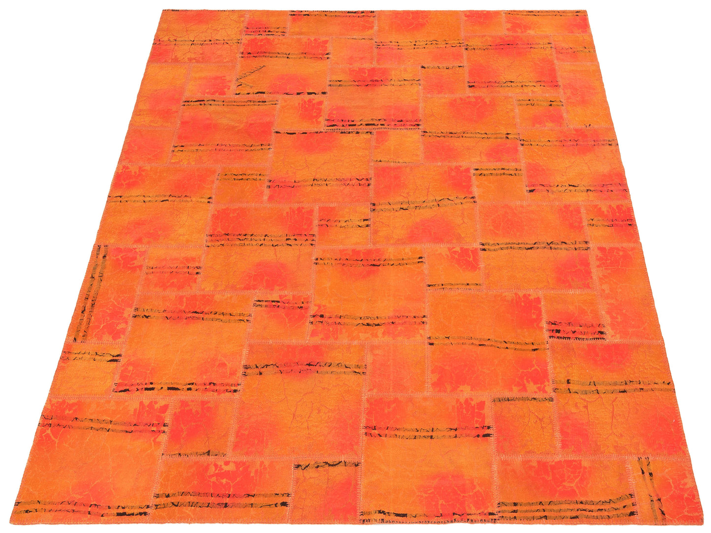 Turkish Vestige Patchwork 142777 Orange 8.3x9.10 Hand Knotted Rug
