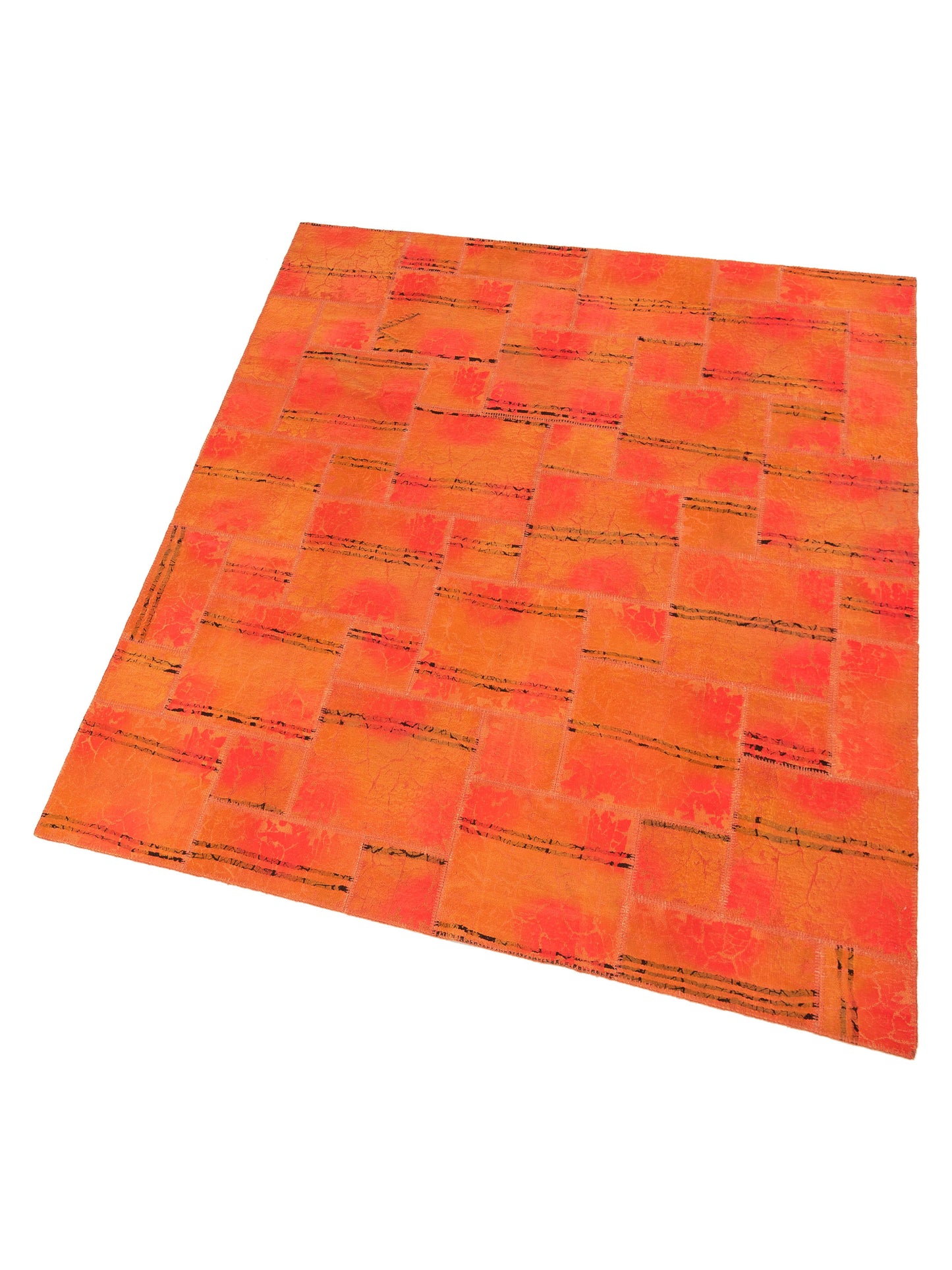 Turkish Vestige Patchwork 142777 Orange 8.3x9.10 Hand Knotted Rug
