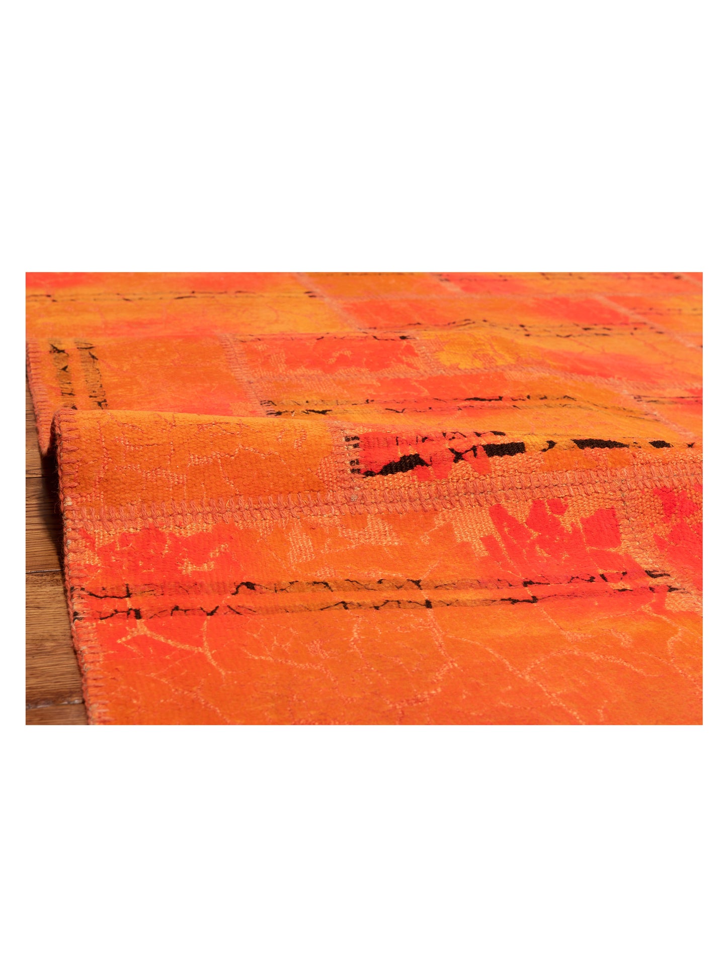 Turkish Vestige Patchwork 142777 Orange 8.3x9.10 Hand Knotted Rug