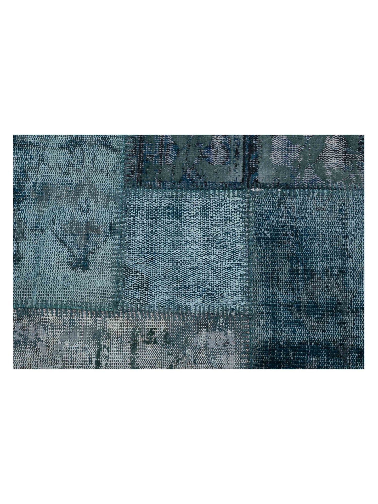 Turkish Vestige Patchwork 142780 Green 8.3x9.10 Hand Knotted Rug