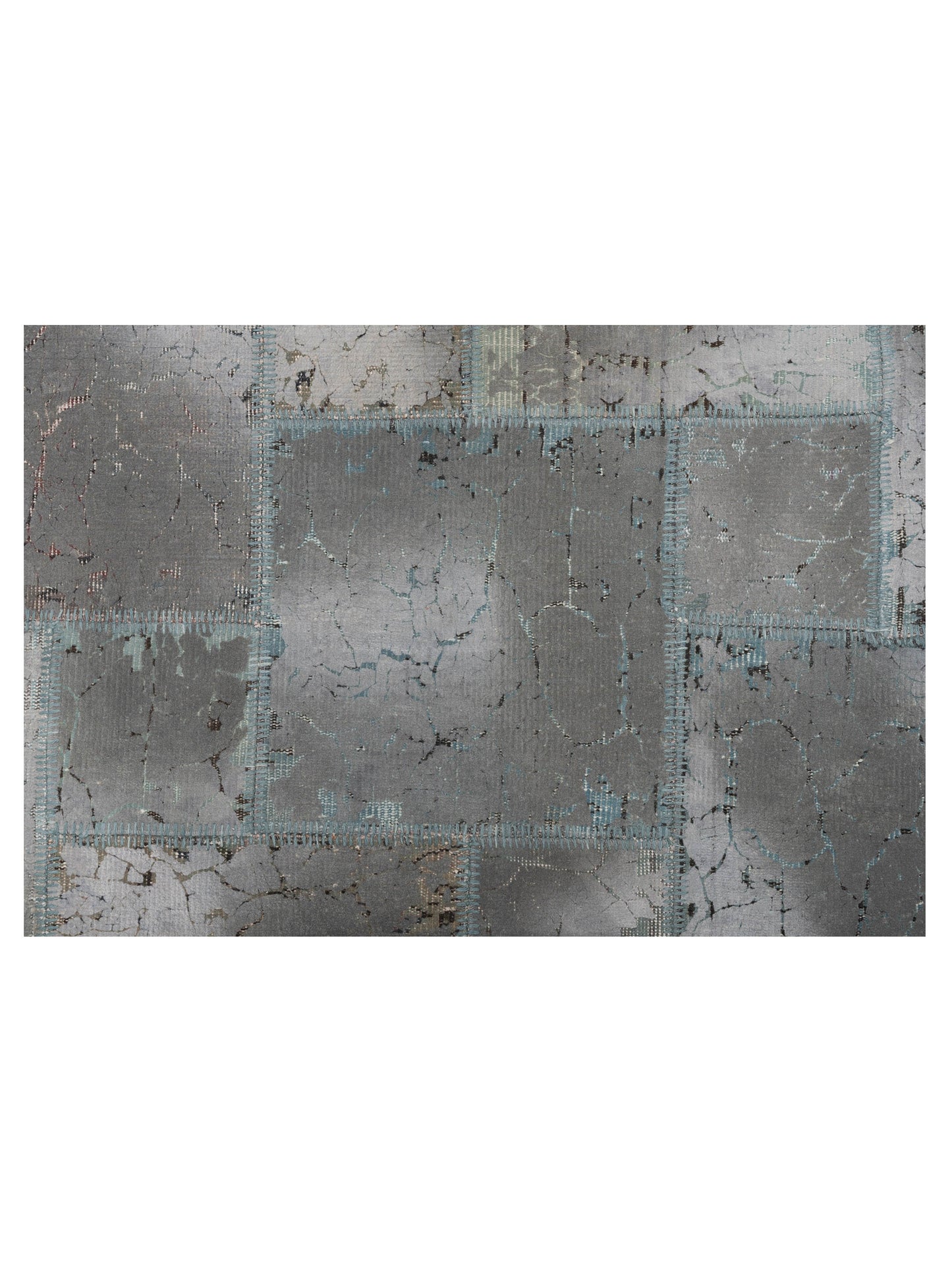 Turkish Vestige Patchwork 142781 Gray 8.3x9.1 Hand Knotted Rug