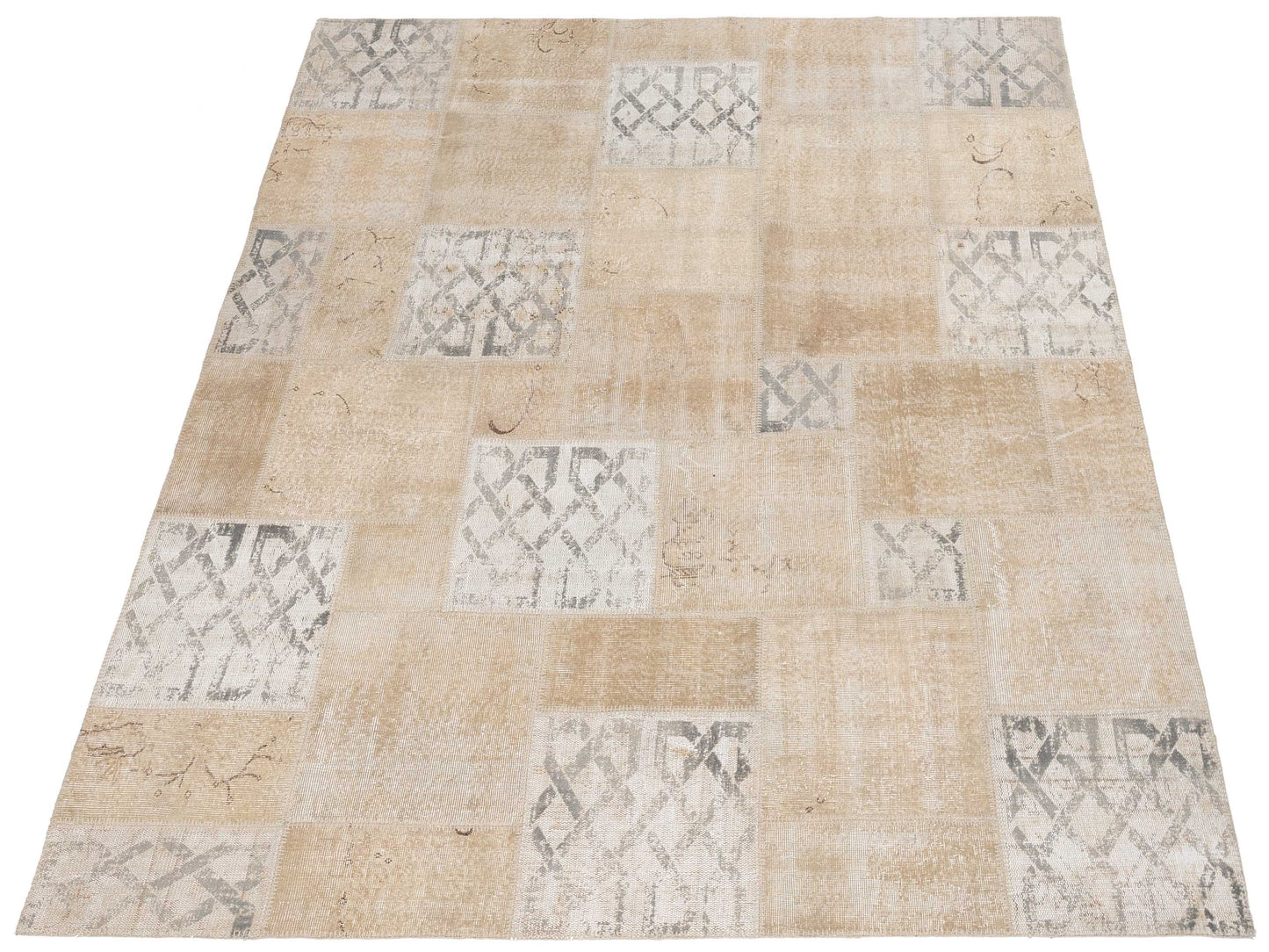 Turkish Vestige Patchwork 142784 Natural 8.3x9.1 Hand Knotted Rug