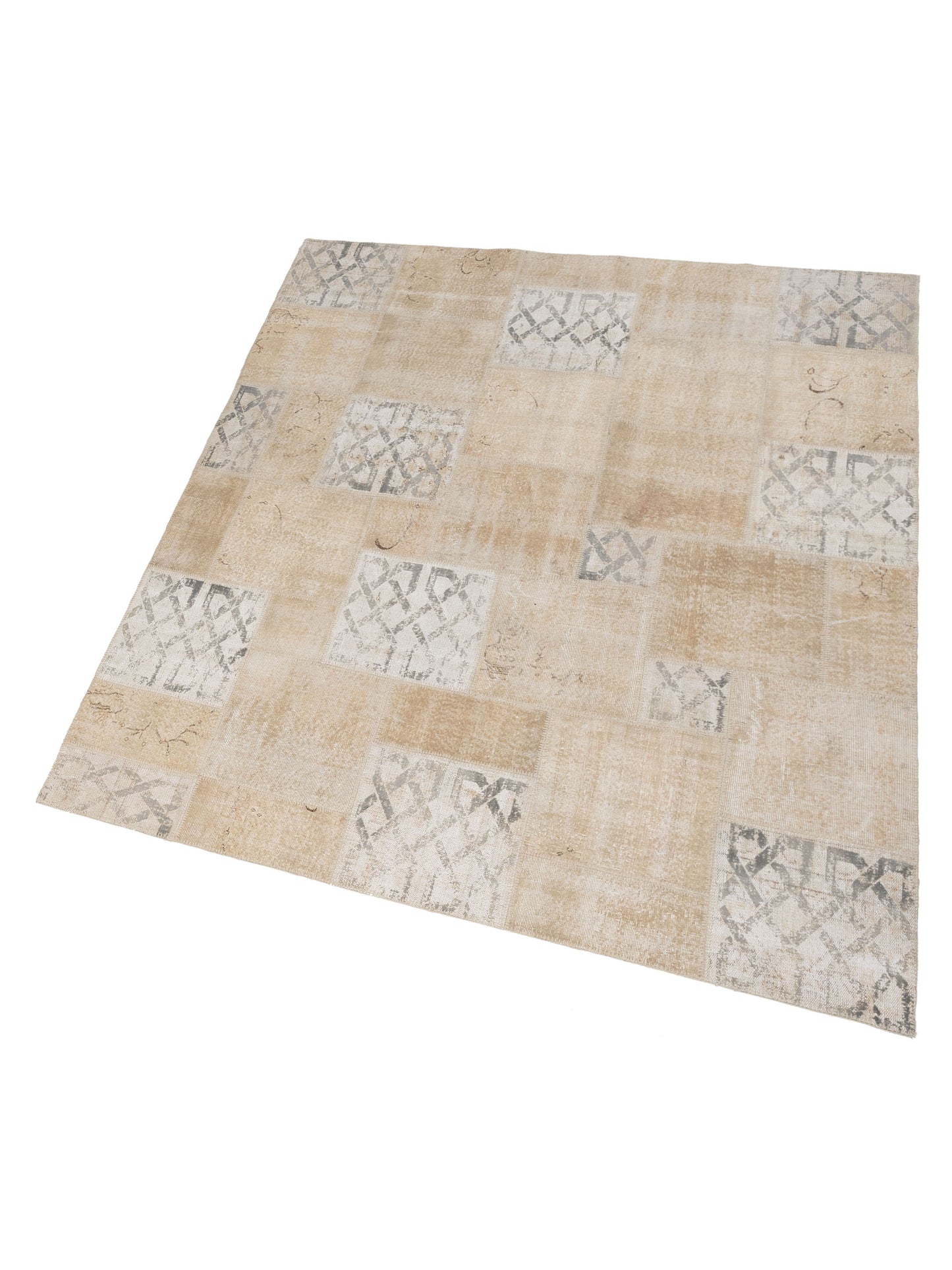 Turkish Vestige Patchwork 142784 Natural 8.3x9.1 Hand Knotted Rug