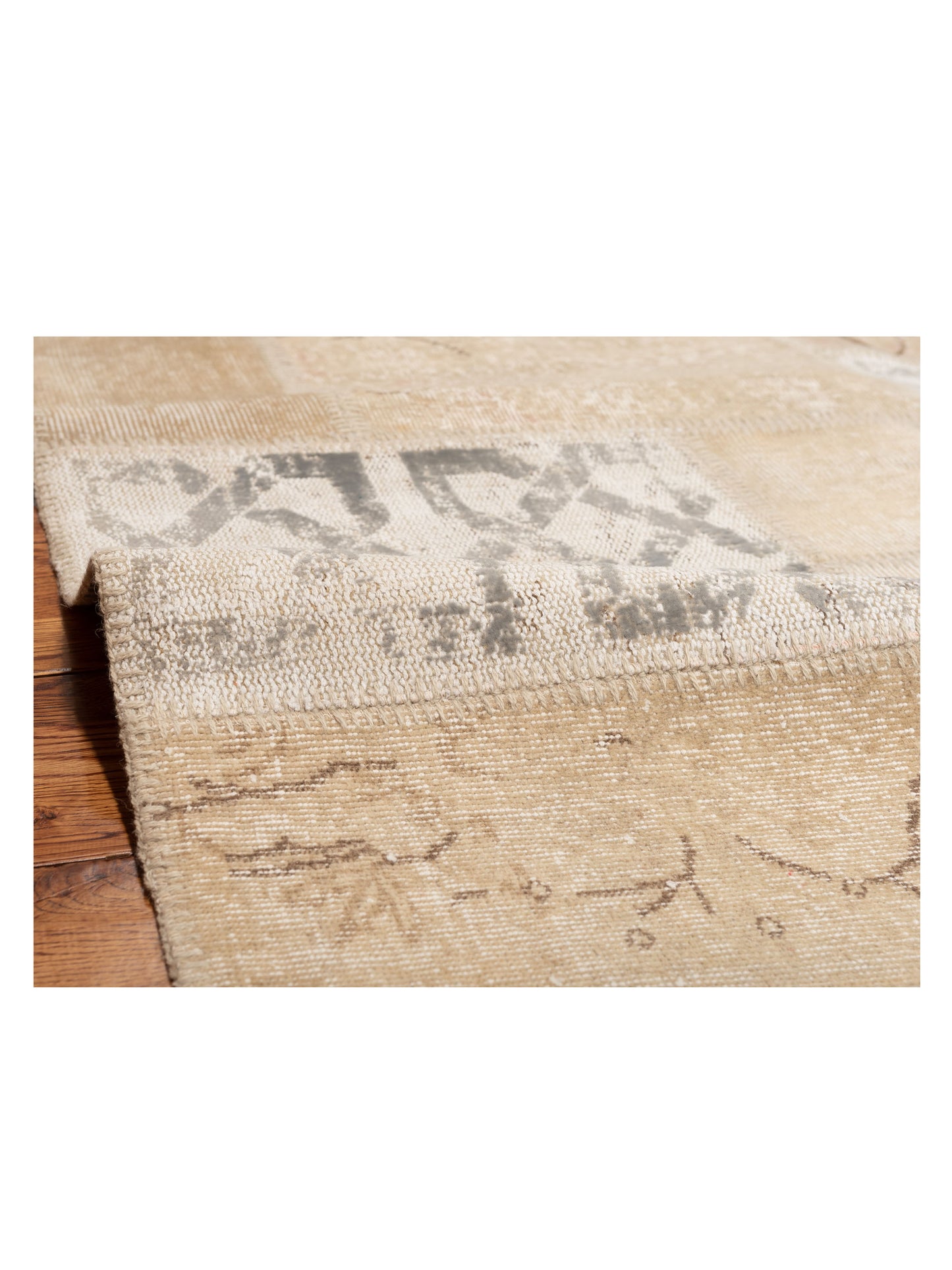 Turkish Vestige Patchwork 142784 Natural 8.3x9.1 Hand Knotted Rug