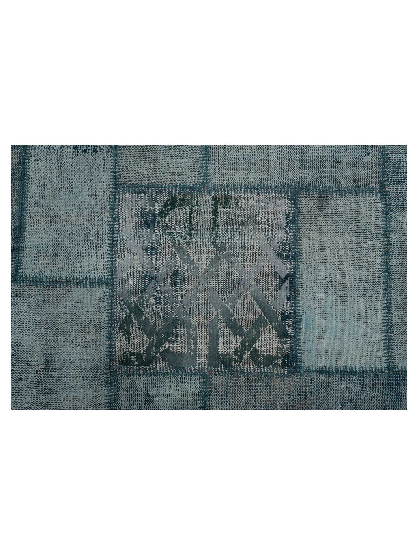 Turkish Vestige Patchwork 142786 Green 8.3x9.1 Hand Knotted Rug