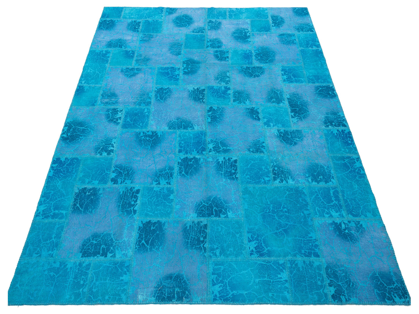 Turkish Vestige Patchwork 142788 Turquoise 8.3x9.1 Hand Knotted Rug