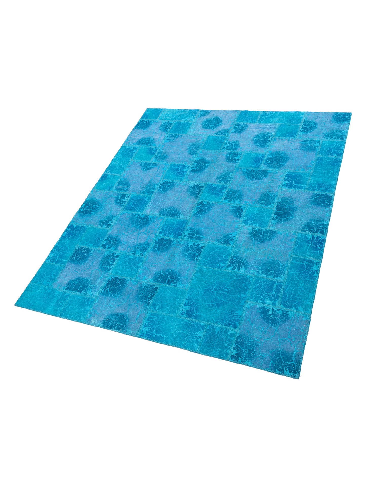 Turkish Vestige Patchwork 142788 Turquoise 8.3x9.1 Hand Knotted Rug