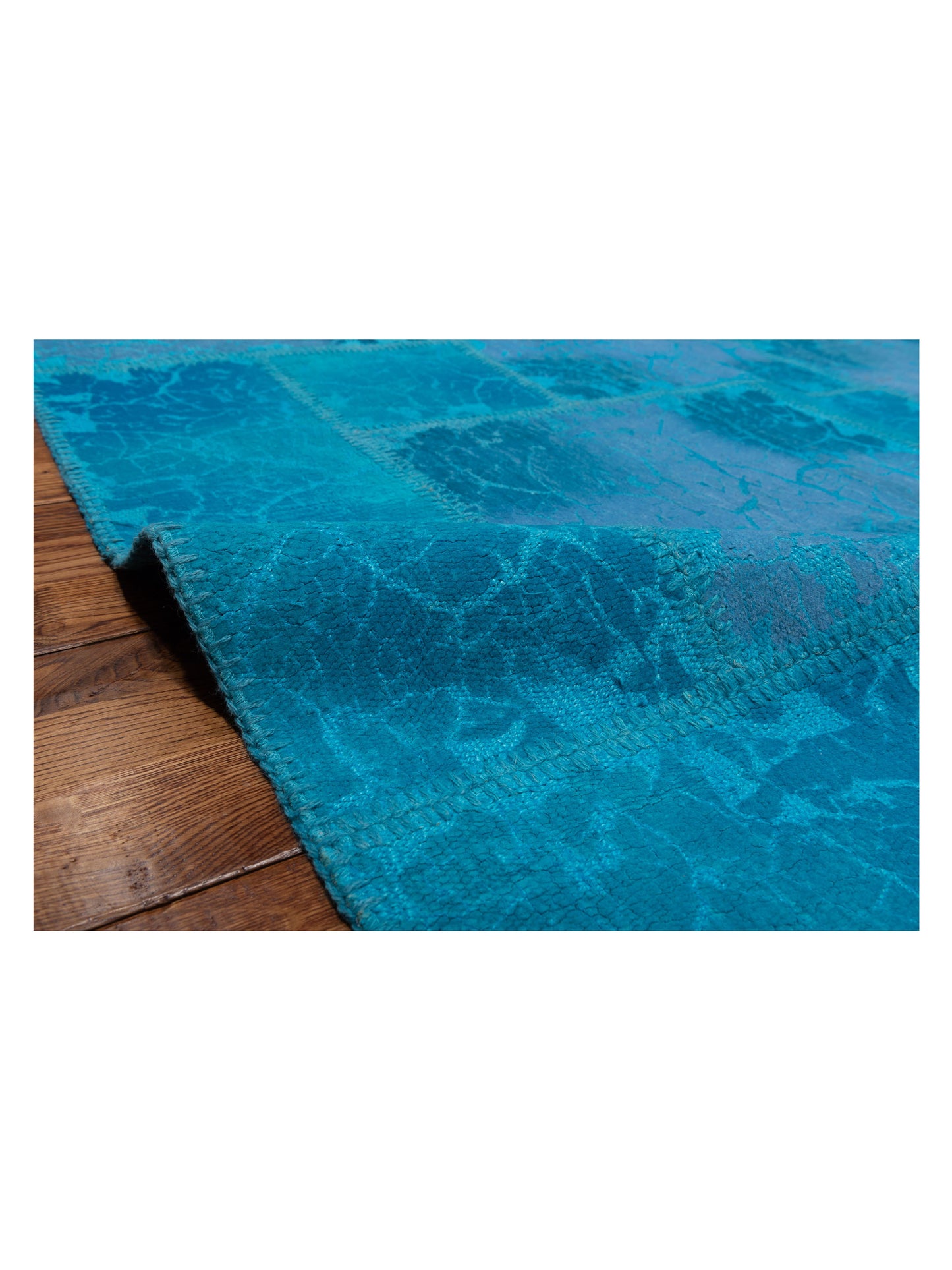 Turkish Vestige Patchwork 142788 Turquoise 8.3x9.1 Hand Knotted Rug