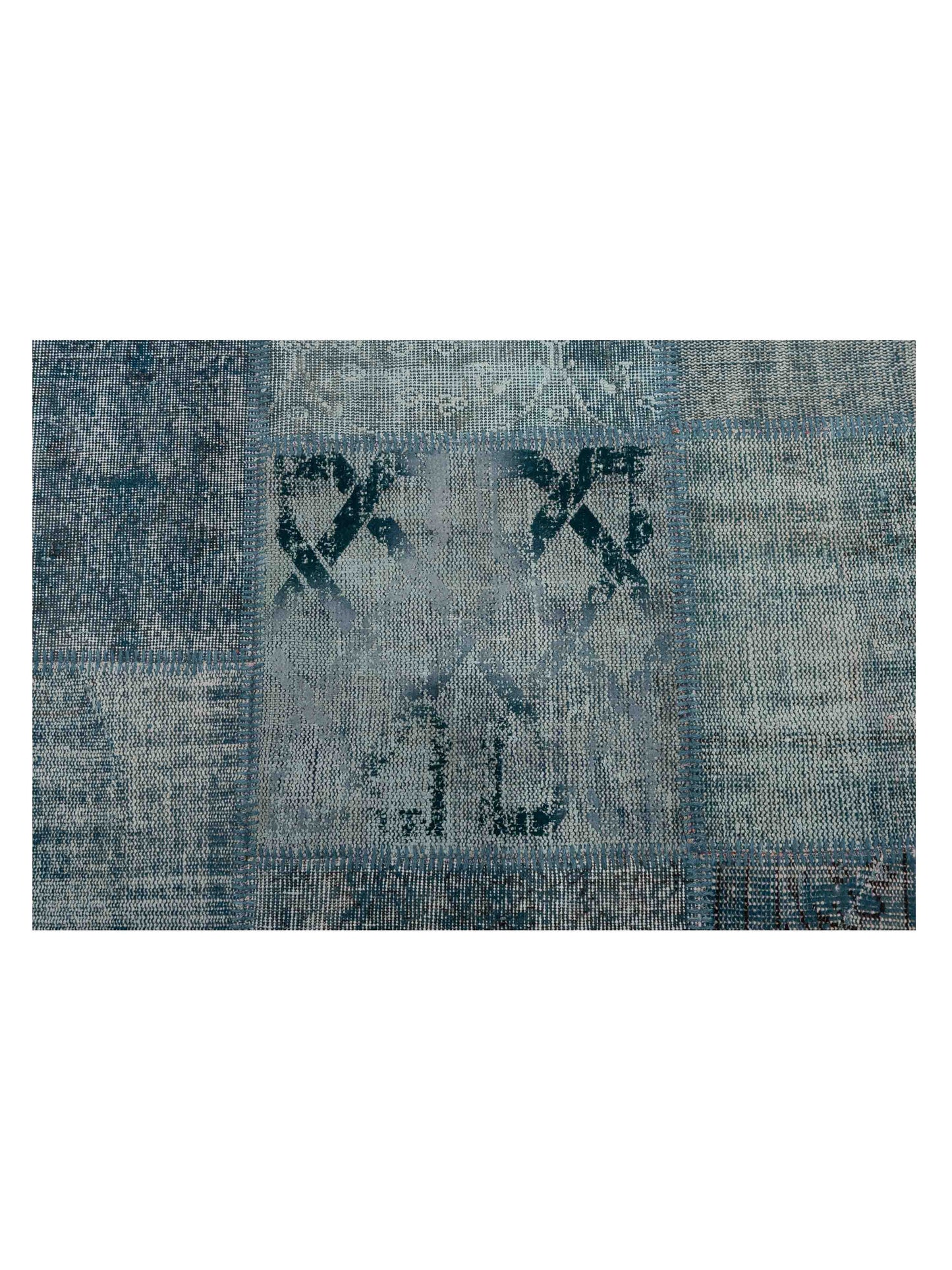 Turkish Vestige Patchwork 142789 Green 8.3x9.10 Hand Knotted Rug
