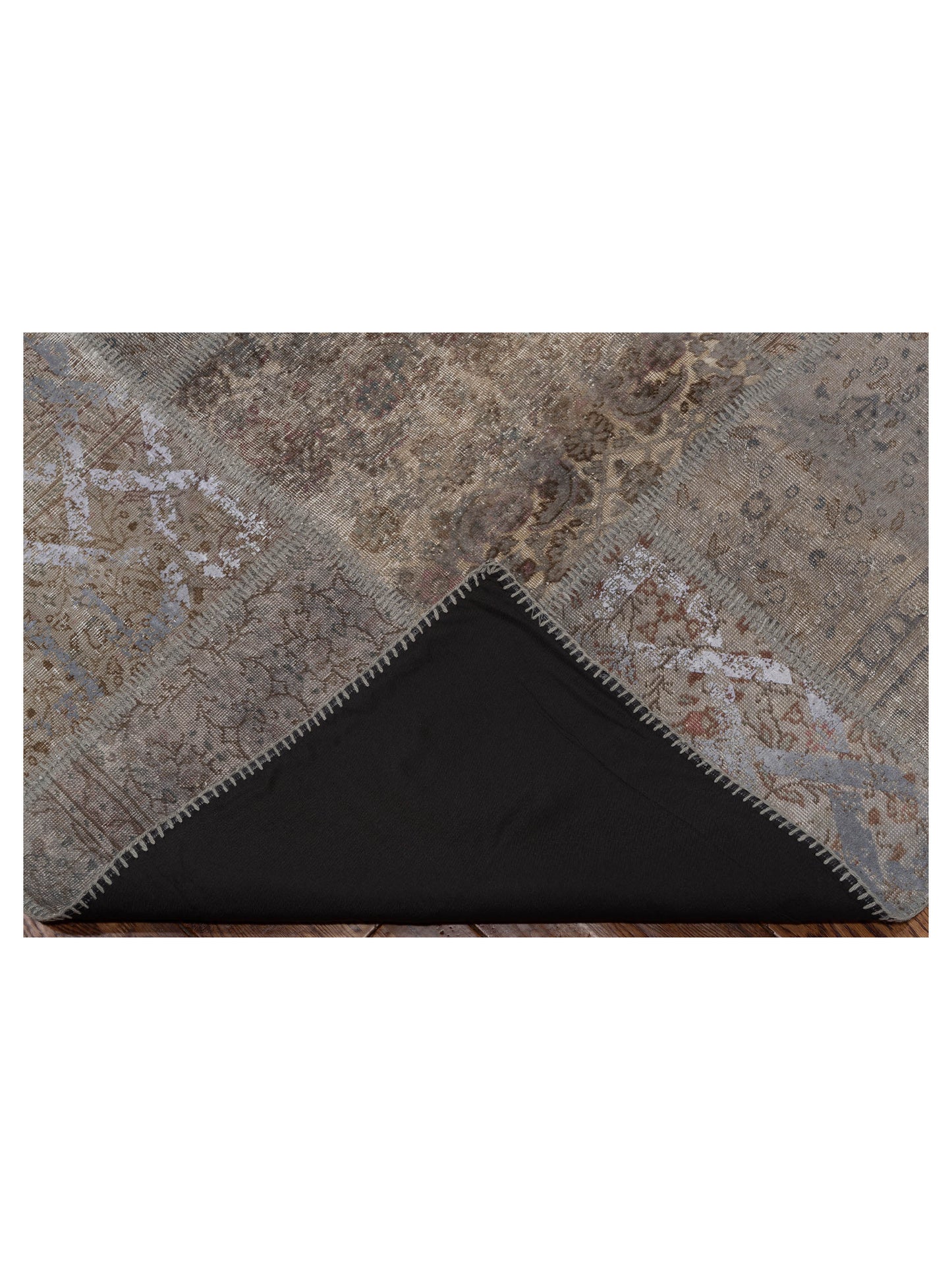 Turkish Vestige Patchwork 142795 Silver 8.3x9.1 Hand Knotted Rug