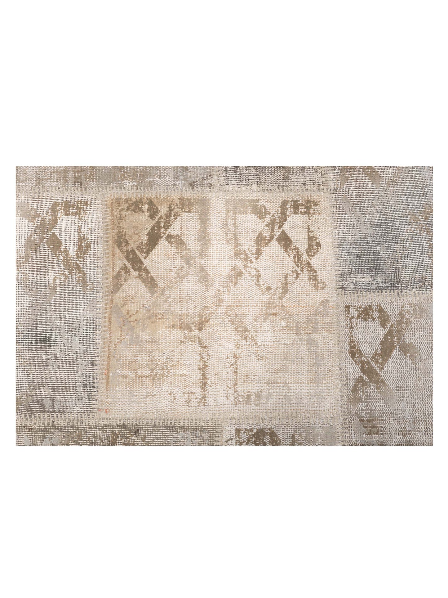 Turkish Vestige Patchwork 142796 Silver 8.3x9.1 Hand Knotted Rug
