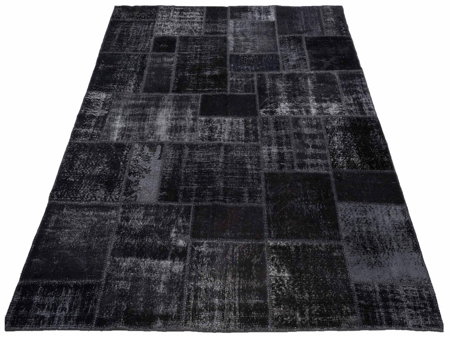 Turkish Vestige Patchwork 142797 Black 8.3x9.10 Hand Knotted Rug