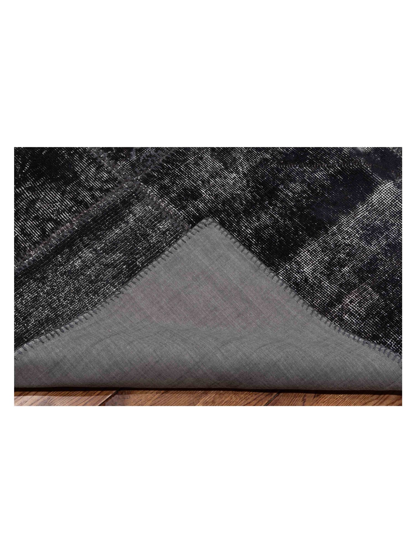 Turkish Vestige Patchwork 142797 Black 8.3x9.10 Hand Knotted Rug