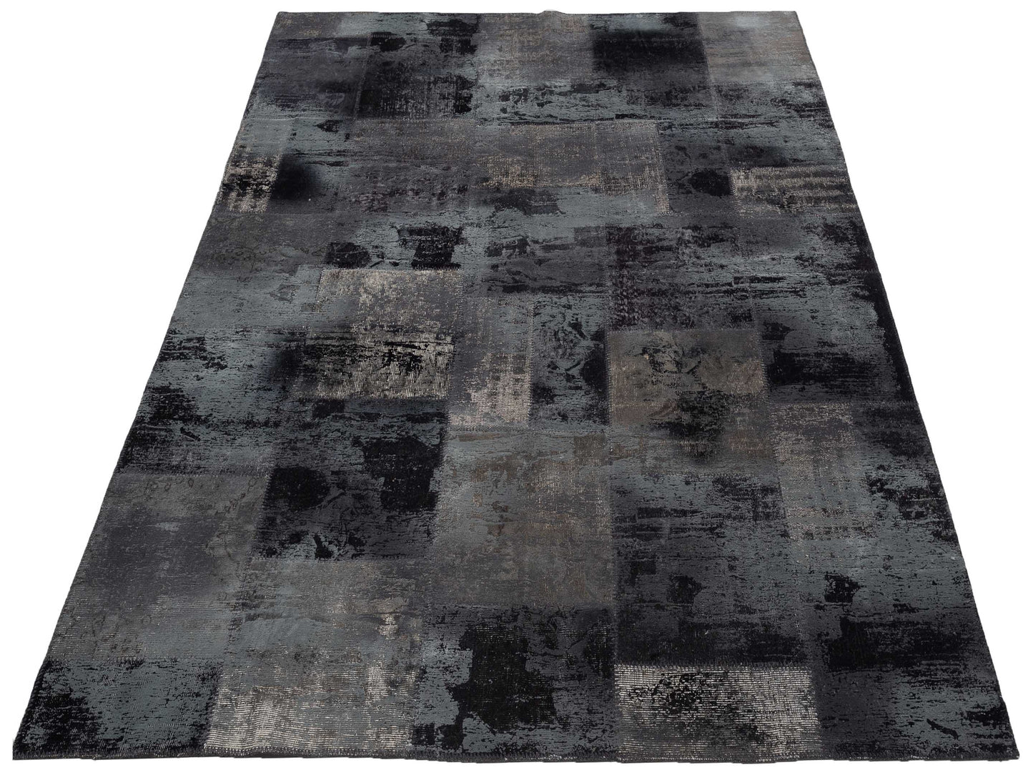Turkish Vestige Patchwork 142809 Black Gray 8.3x10 Hand Knotted Rug
