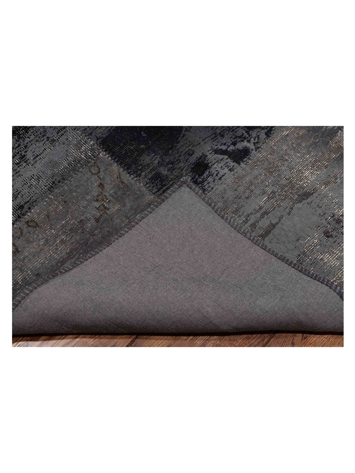 Turkish Vestige Patchwork 142809 Black Gray 8.3x10 Hand Knotted Rug