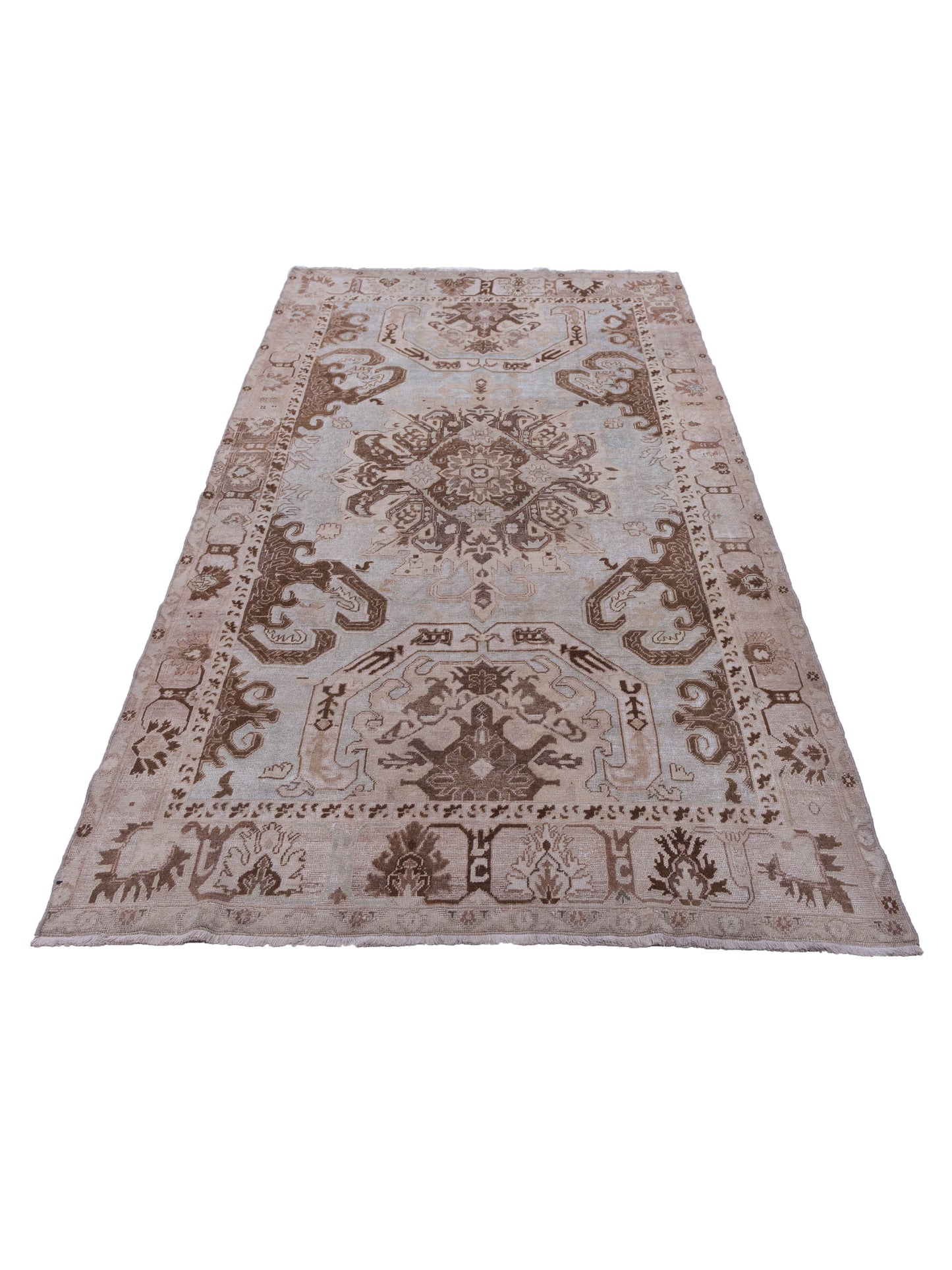Old Anatolian 142818 Silver Brown 5.6x9.11 Hand Knotted Rug