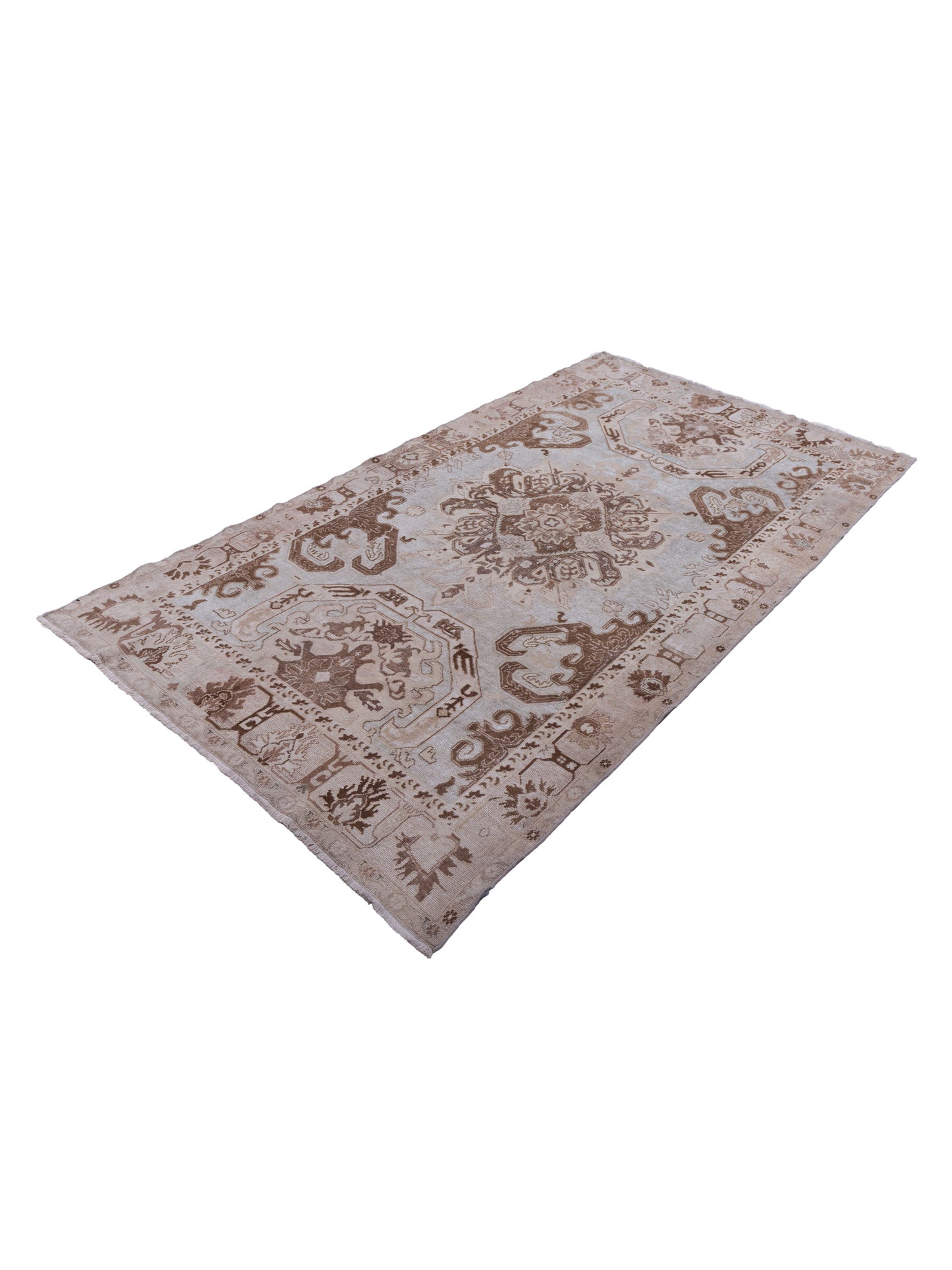 Old Anatolian 142818 Silver Brown 5.6x9.11 Hand Knotted Rug