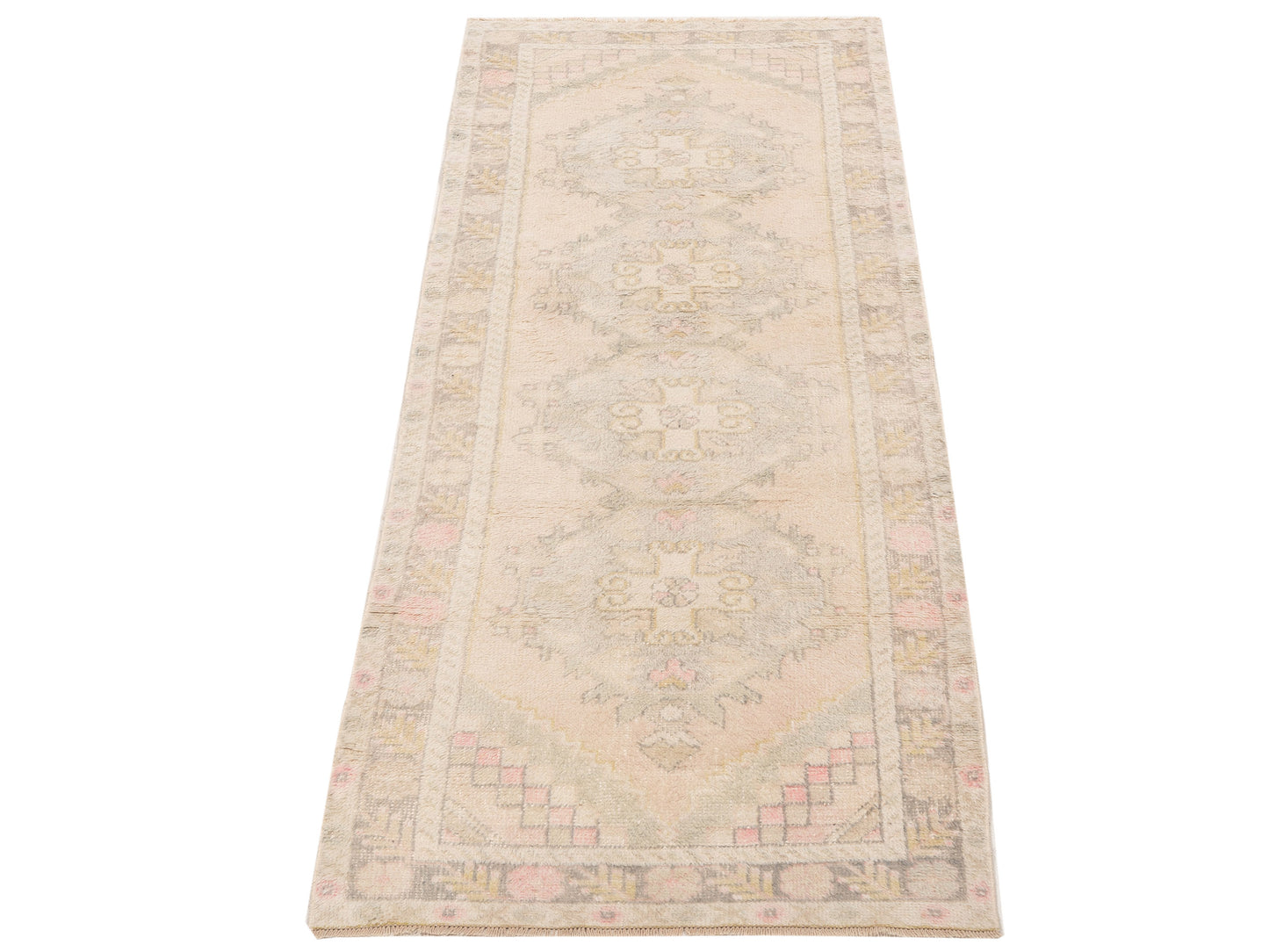 Old Anatolian 142831 Ivory Ivory 3.4x8.10 Hand Knotted Rug