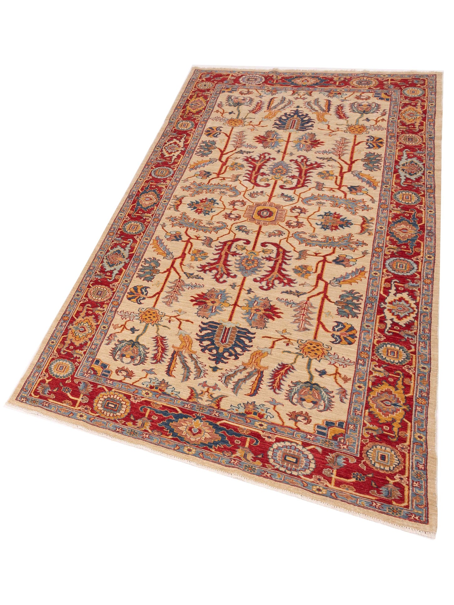 Antique Loom Fine 142837 Ivory Red 5x9.9 Hand Knotted Rug