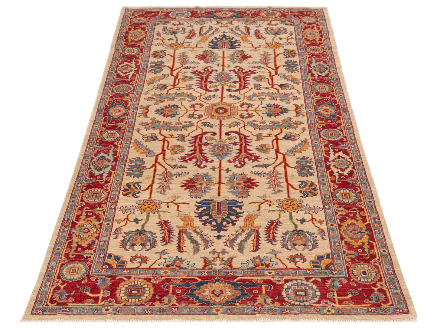 Antique Loom Fine 142837 Ivory Red 5x9.9 Hand Knotted Rug