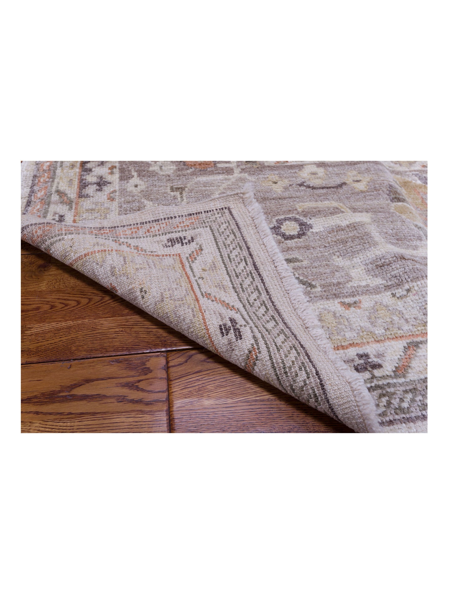 Angora Oushak 144446 Ivory Light Brown 12.3x15.9 Hand Knotted Rug