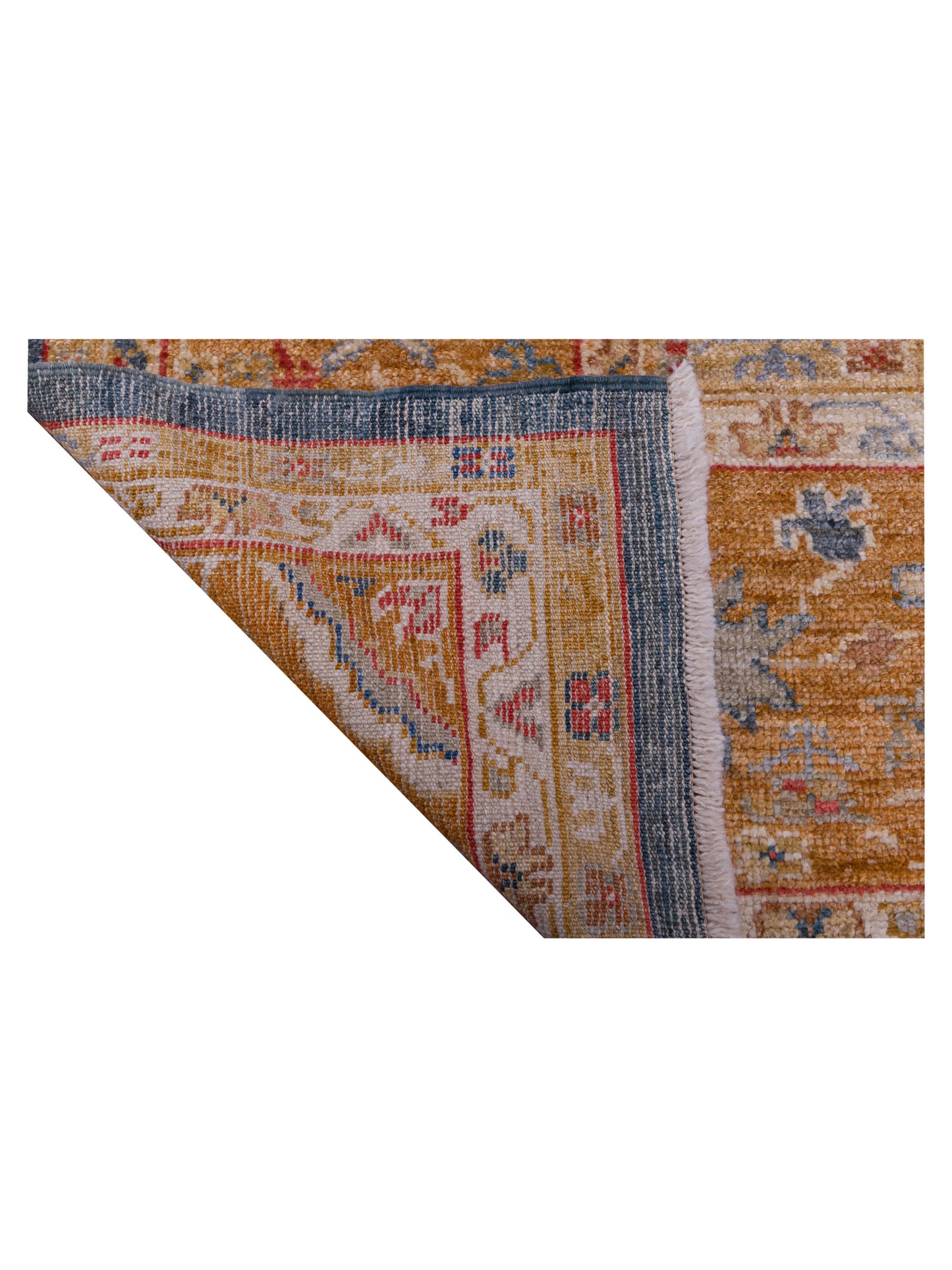 Angora Oushak 144481 Teal Blue Orange 10.6x13.4 Hand Knotted Rug