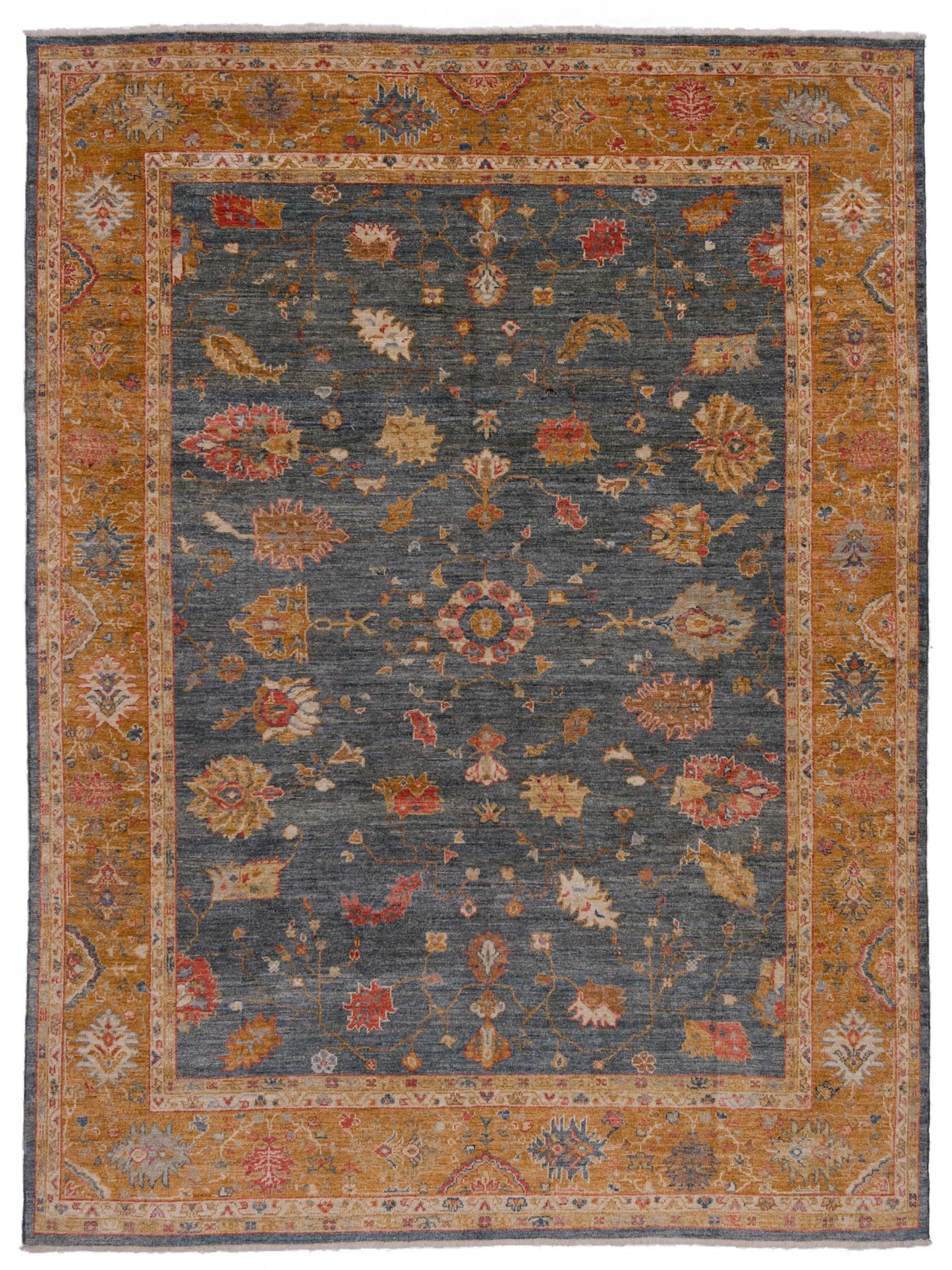 Anadol Angora Oushak Teal Blue Orange Traditional